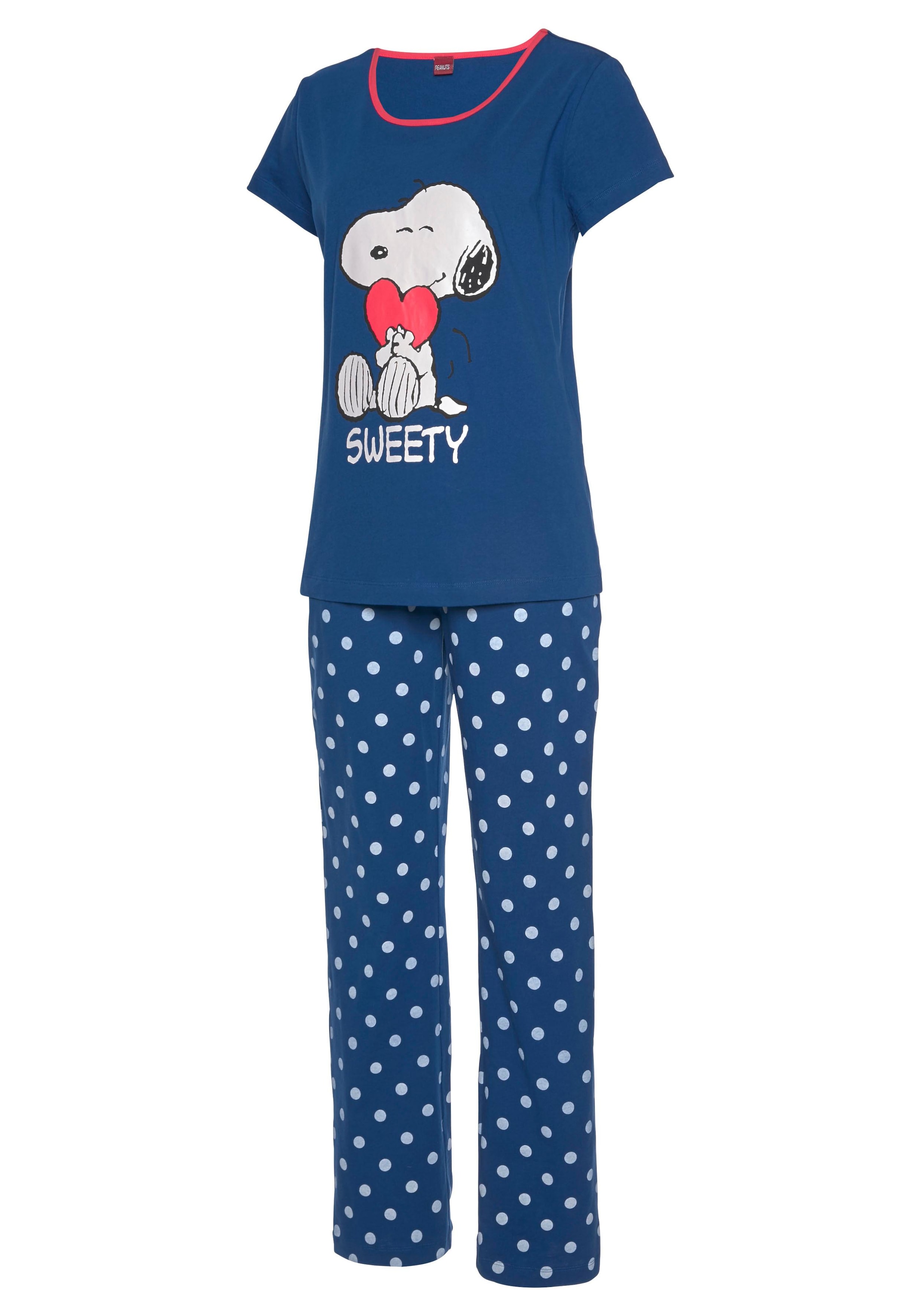 Peanuts Pyjama, bei Snoopy-Druck Stück), (2 1 und ♕ tlg., Pünktchen-Hose mit