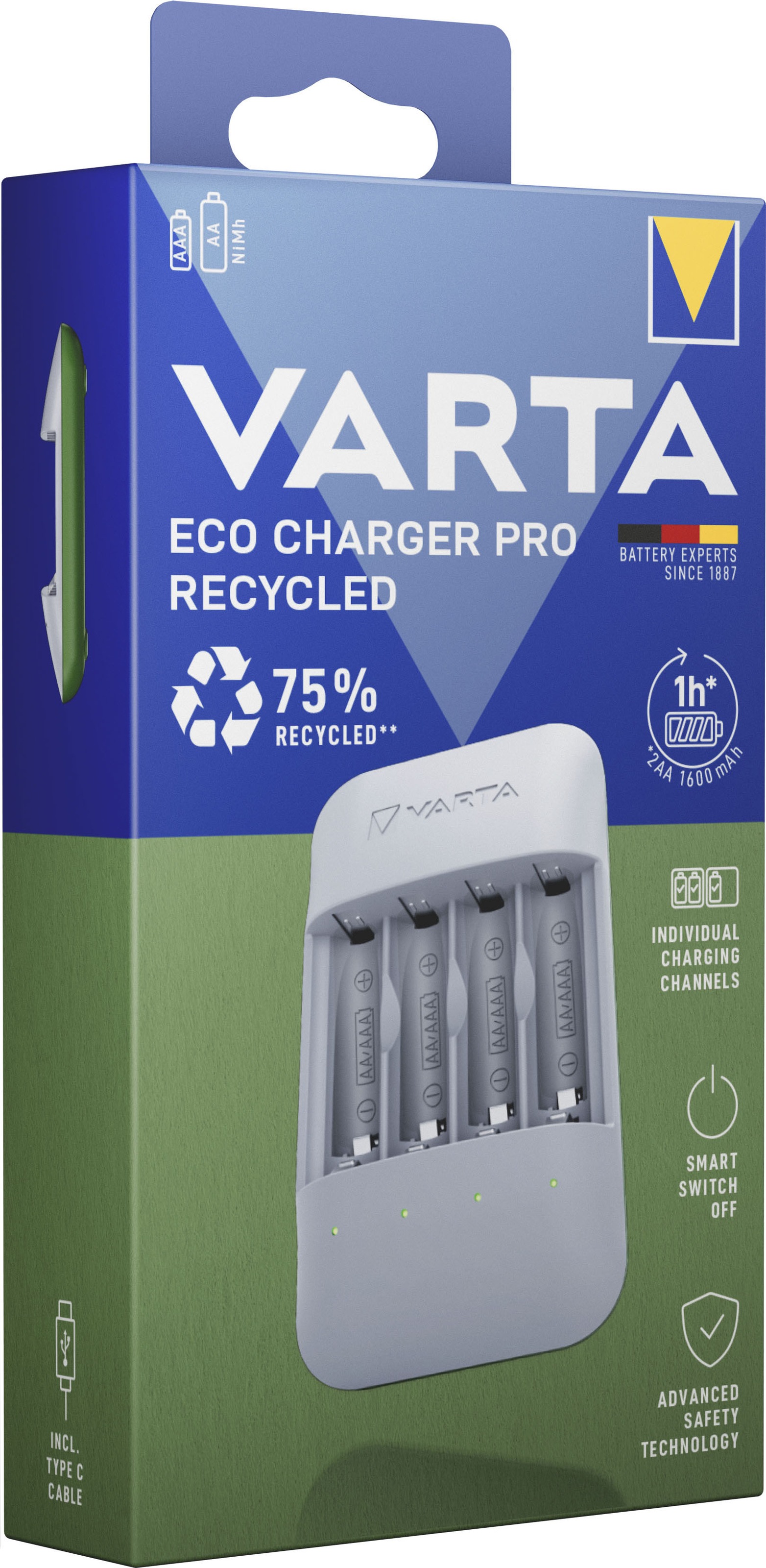 VARTA Batterie-Ladegerät »Eco Charger Pro Recycled«, 2000 mA
