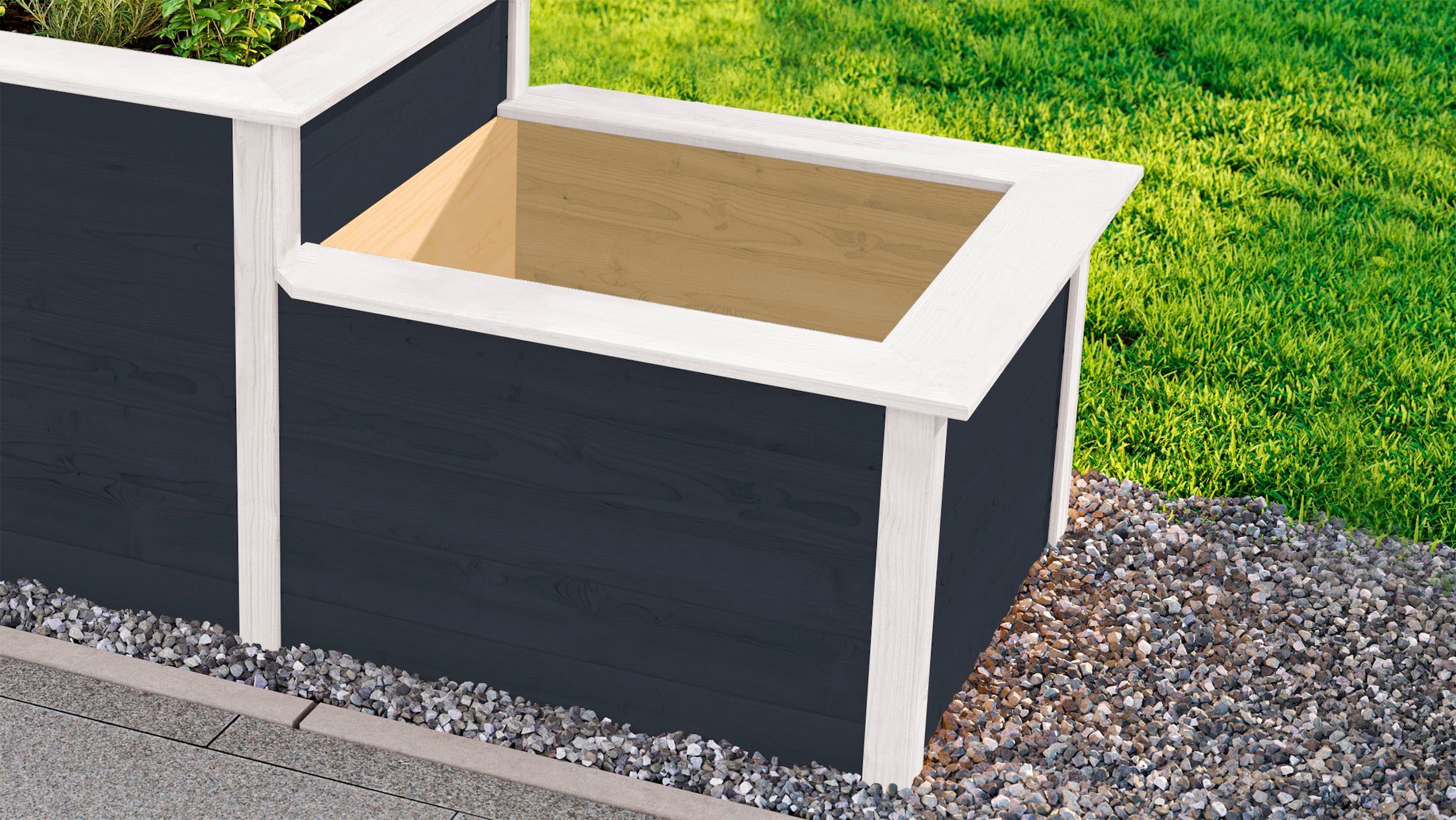 weka Hochbeet, 205x79, 21mm, anthrazit, Stufenhochbeet