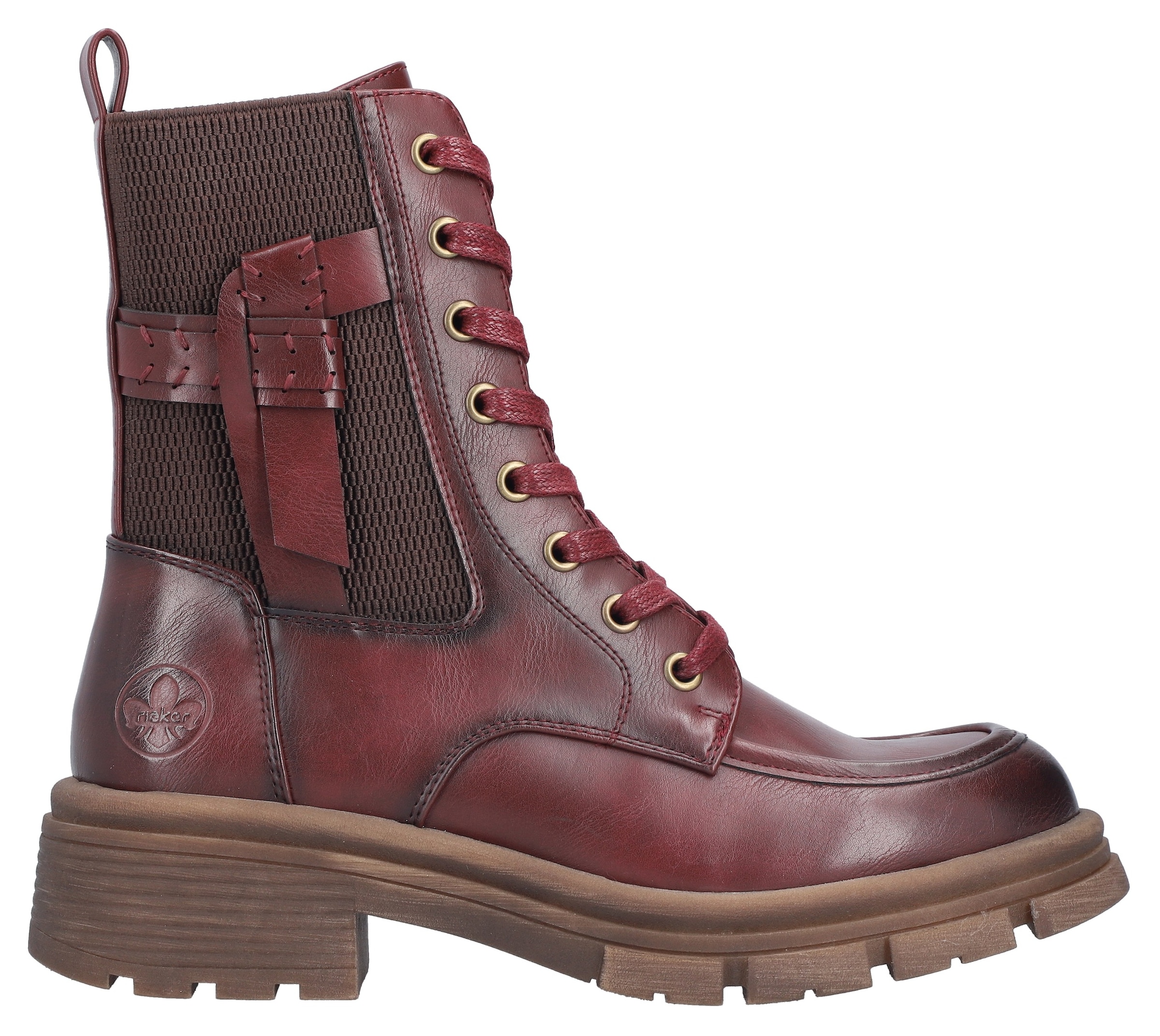 Rieker Schnürboots  Schnürstiefelette, Herbstboots, Profilsohle, Blockabsatz, mit Stretch