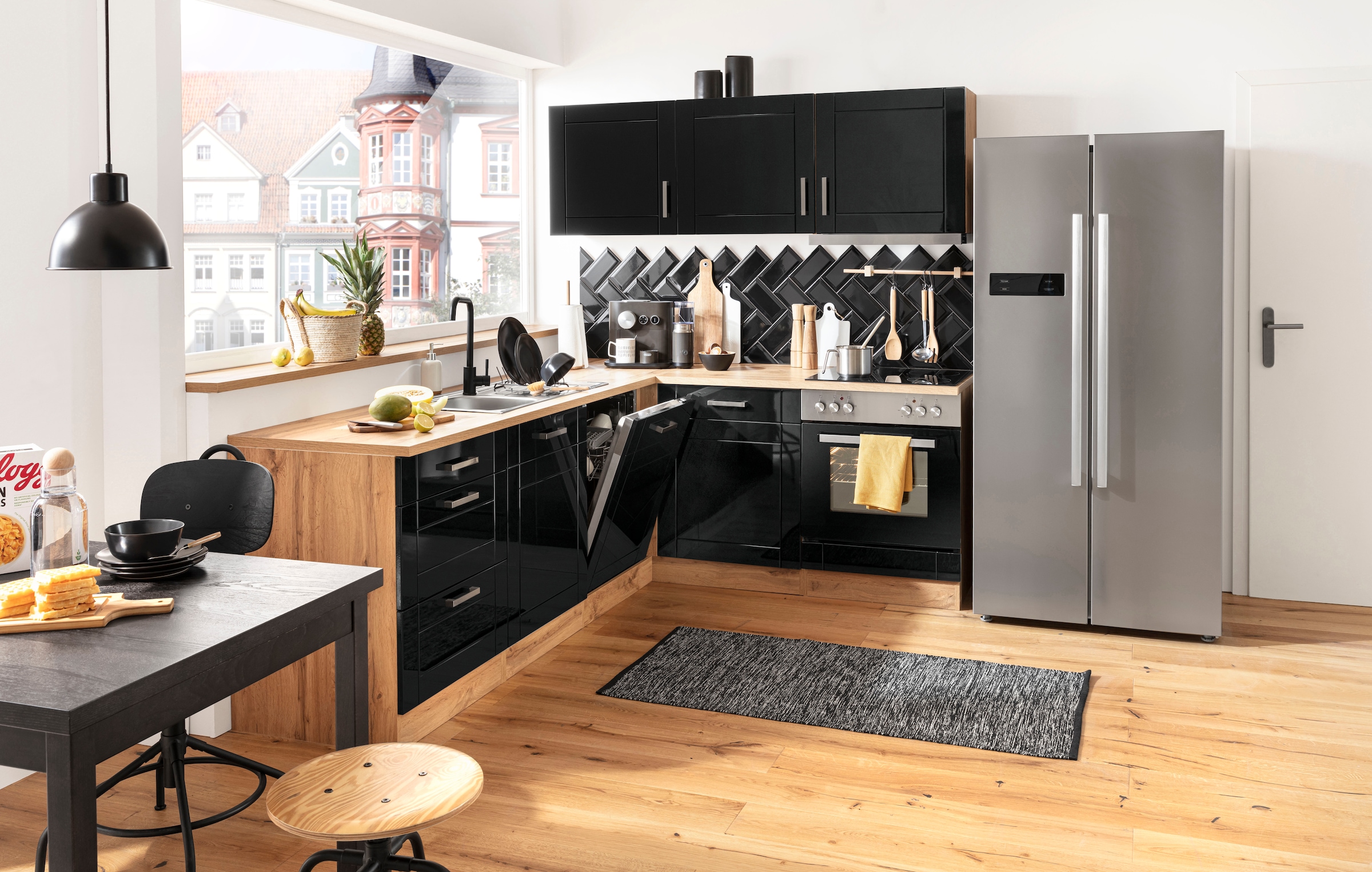 KOCHSTATION Winkelküche »KS-Tinnum«, mit E-Geräten, Stellbreite 240/180 cm