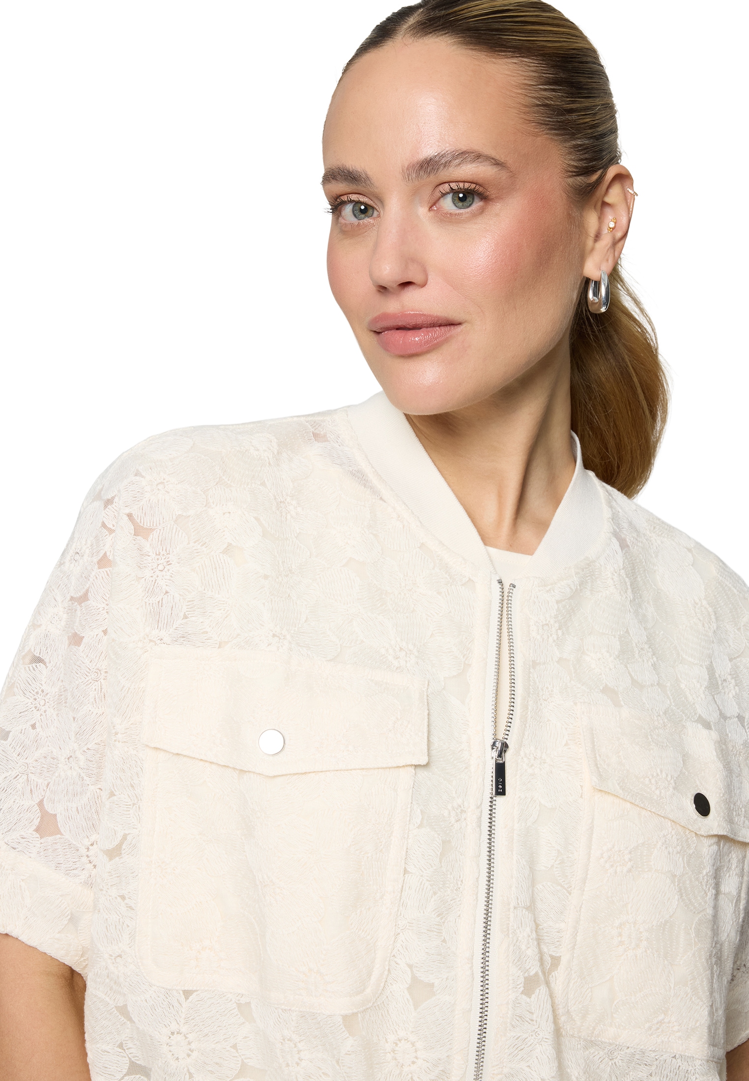Zero Jackenblazer »Spitzenjacke kurzarm mit Taschen«