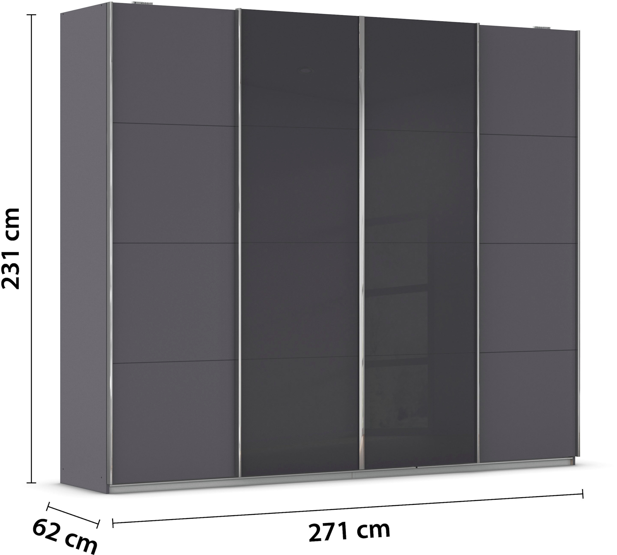 rauch Schwebetürenschrank »Kleiderschrank Schrank Garderobe Wäscheschrank Ankleide SYNCRONO« Mitteltüren öffnen parallel, Breiten 271/316/361 cm Höhen 211/230 cm,  Mitteltüren mit praktischer Synchron-Öffnung MADE IN GERMANY