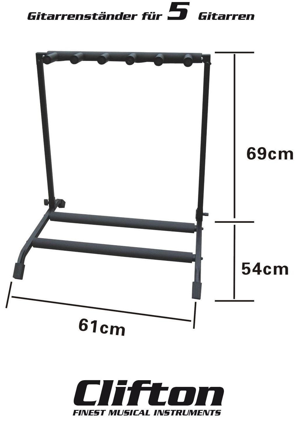 Clifton Gitarrenständer »5 facher Gitarrenständer«, (1 tlg.)