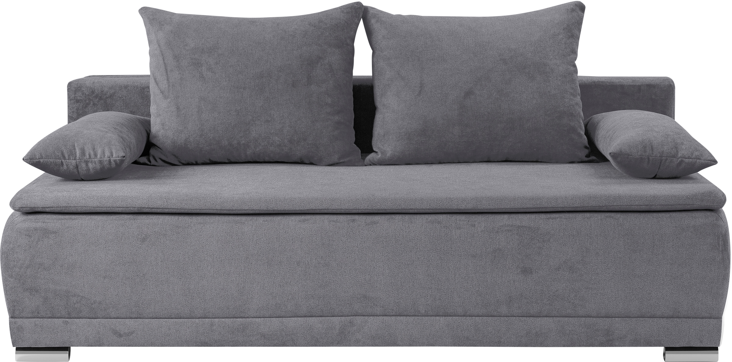 WERK2 Schlafsofa »Biggi-Bettsofa mit Liegefläche 200/140cm und praktischem Bettkasten«, inkl. losen Kissen, Struktur weich, hellgrau
