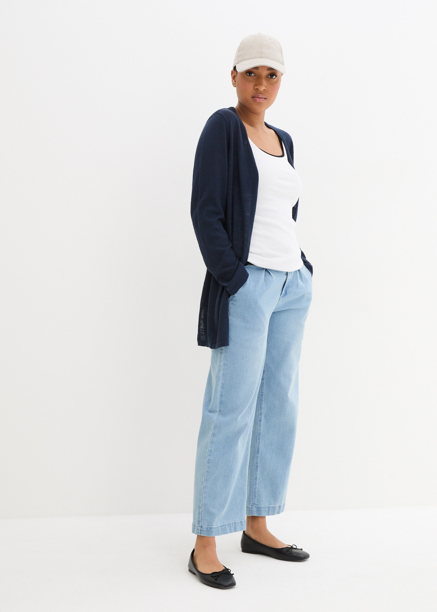 bonprix Strickjacke lockere Passform, Slub-Strick, Casual Stil, aus Baumwolle