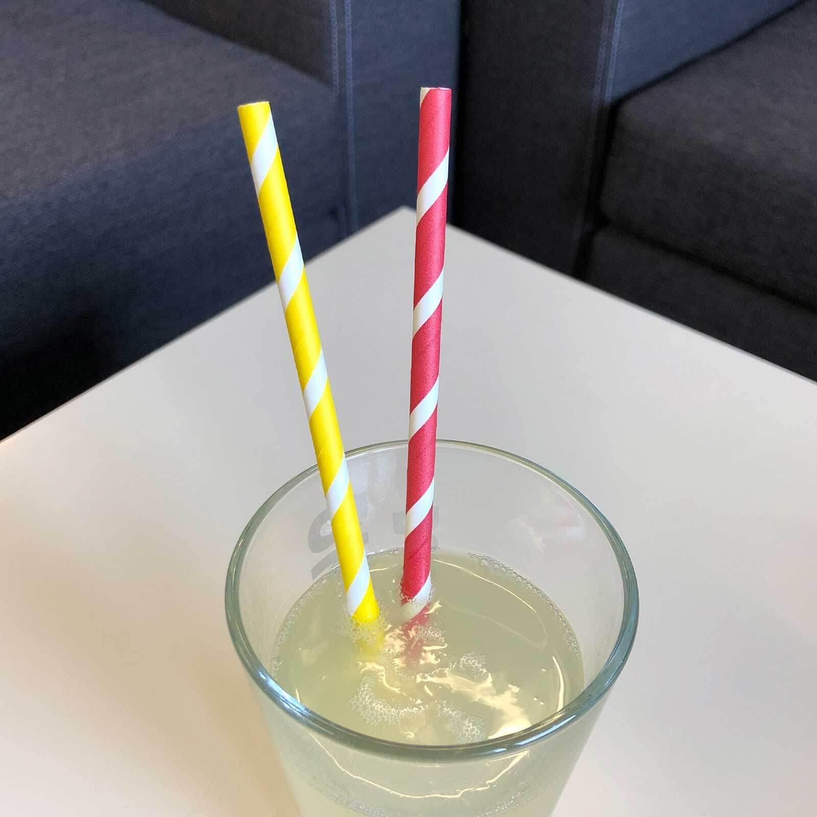 LUXENTU Trinkhalme »Papier-Trinkhalme gestreift 20 cm 100er Set« Aus stabilem und hochwertigem Papier, ungebleicht, frei von Chemikalien, 100% biologisch abbaubar, absolut geschmacksneutral