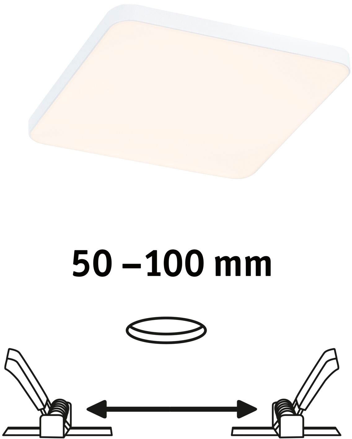 Paulmann LED Einbauleuchte »Veluna VariFit Edge IP44 eckig 120x120mm 650lm 3000K Weiß«, 1 flammig, LED Einbaupanel IP44 eckig 120x120mm 650lm 3000K Weiß