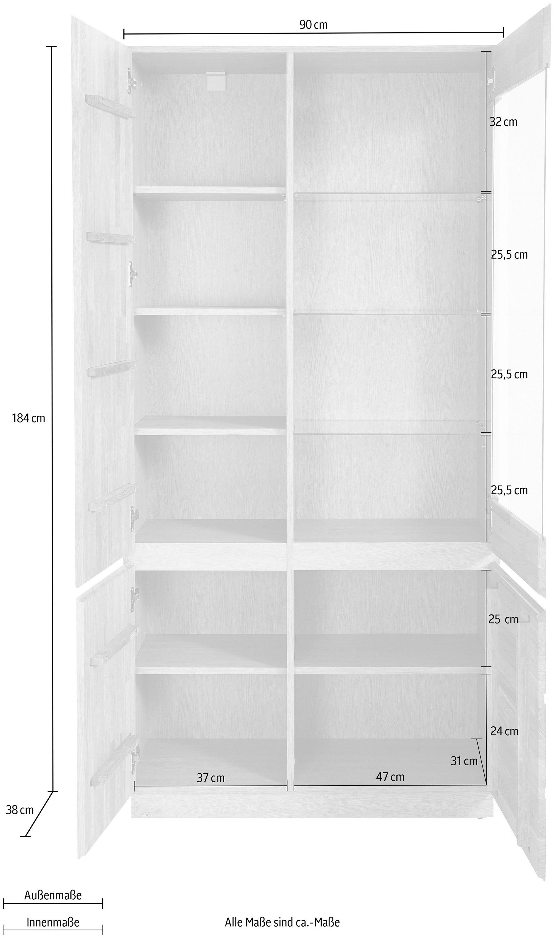 Home affaire Vitrine, Höhe 184 cm, teilmassiv, FSC®-zertifiziert