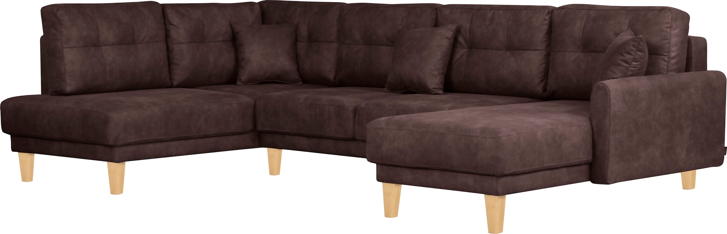Home affaire Wohnlandschaft »TRIPLO U-Form wahlweise mit Schlaffunktion, B/T/H: 310/192/90 cm«, Schlafsofa, auch mit Bettkasten, Steppung im Rückenkissen
