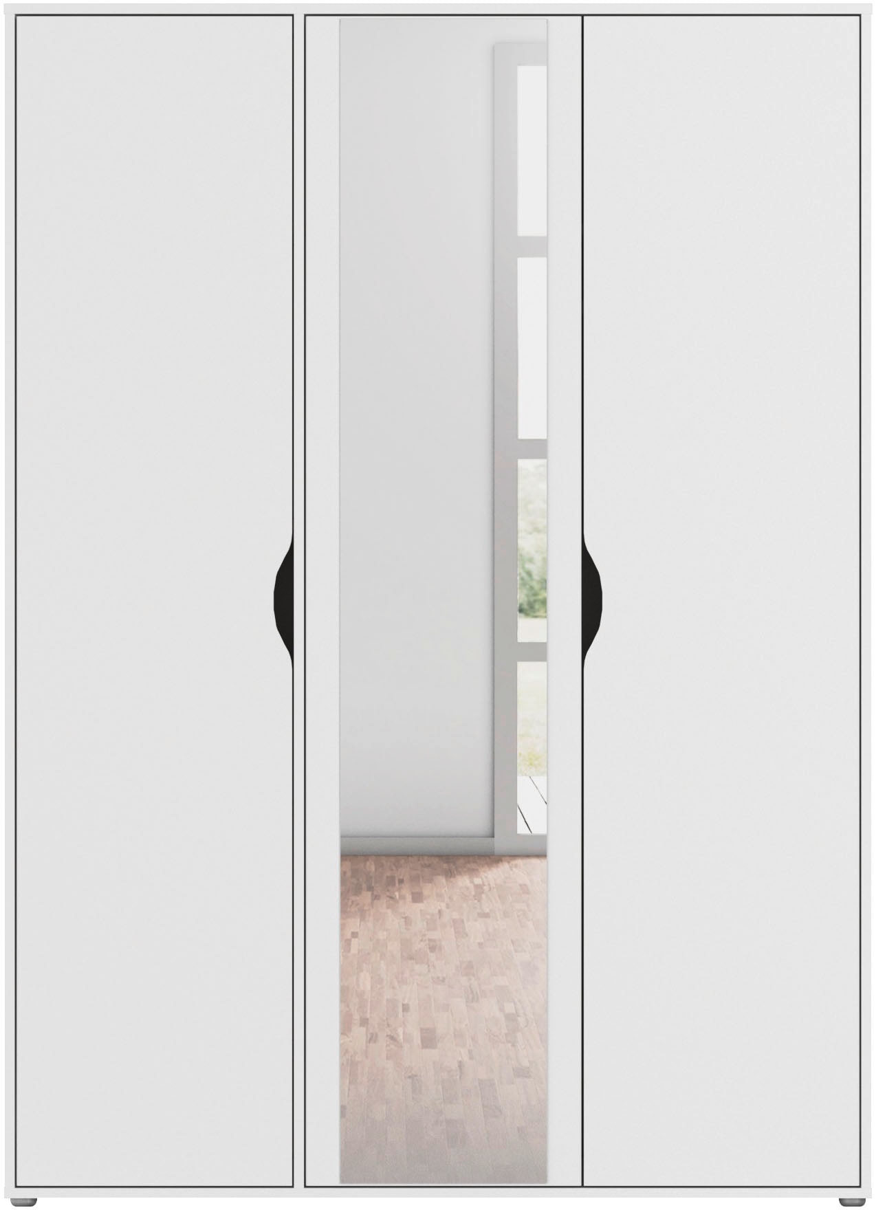 rauch Drehtürenschrank »Kleiderschrank Schrank Garderobe Wäscheschrank NARAI mit Spiegel« in 3 verschiedenen Ausstattungen BASIC/CLASSIC/PREMIUM,  Griffausfräsungen für eine grifflose Optik TOPSELLER MADE IN GERMANY