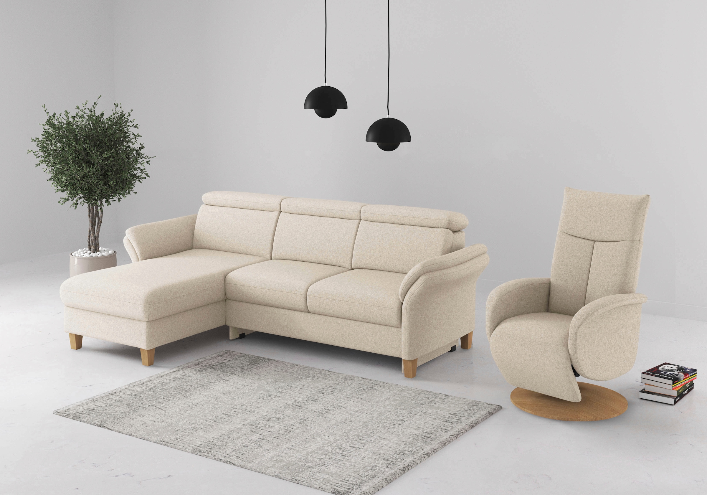 Home affaire Ecksofa »Glendale, L-Form« inkl. Kopfteilverstellung, wahlweise mit Vorziehsitz und Bettkasten