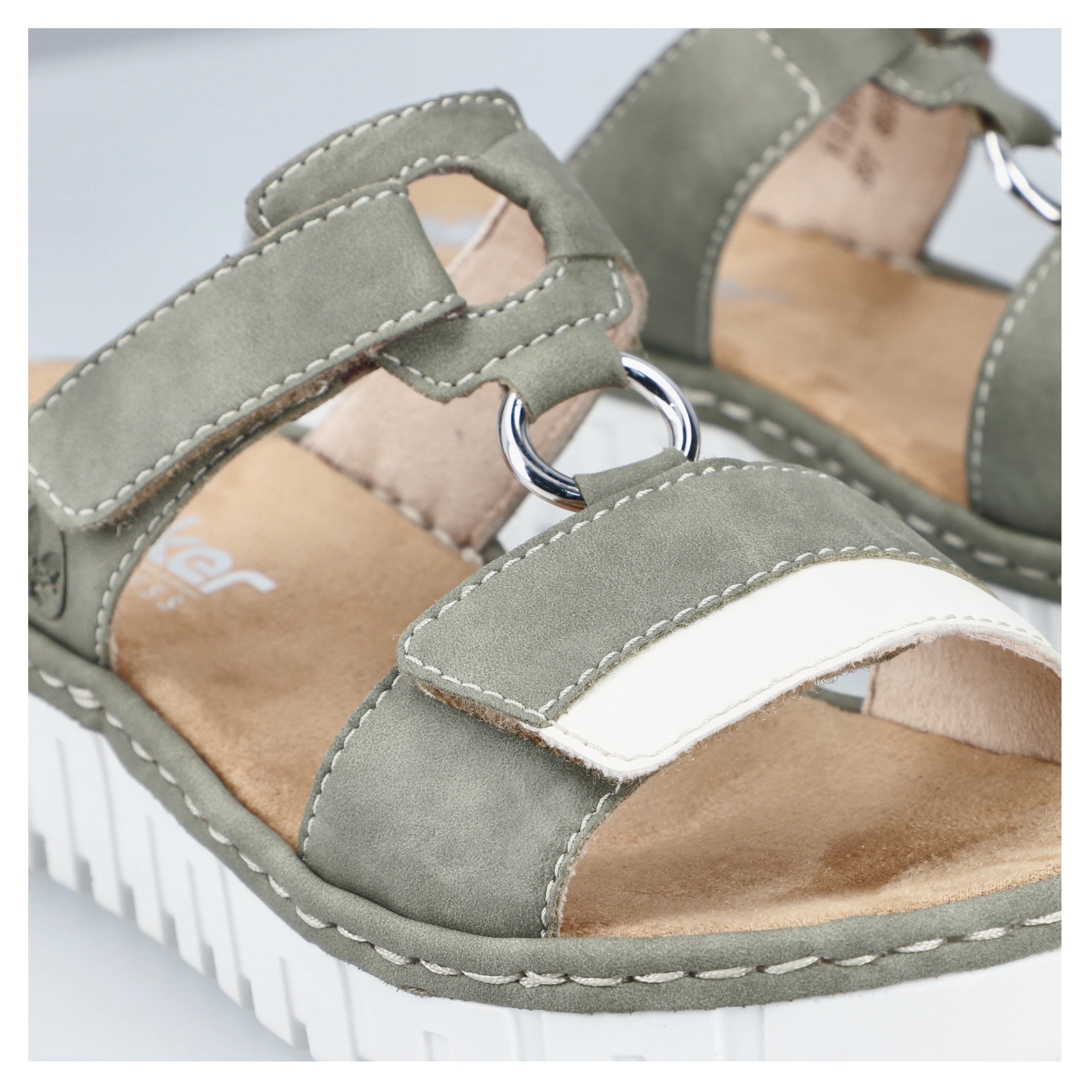Rieker Keilpantolette, Sommerschuh, Strandschuh, Keilabsatz, mit zwei Klettverschlüssen