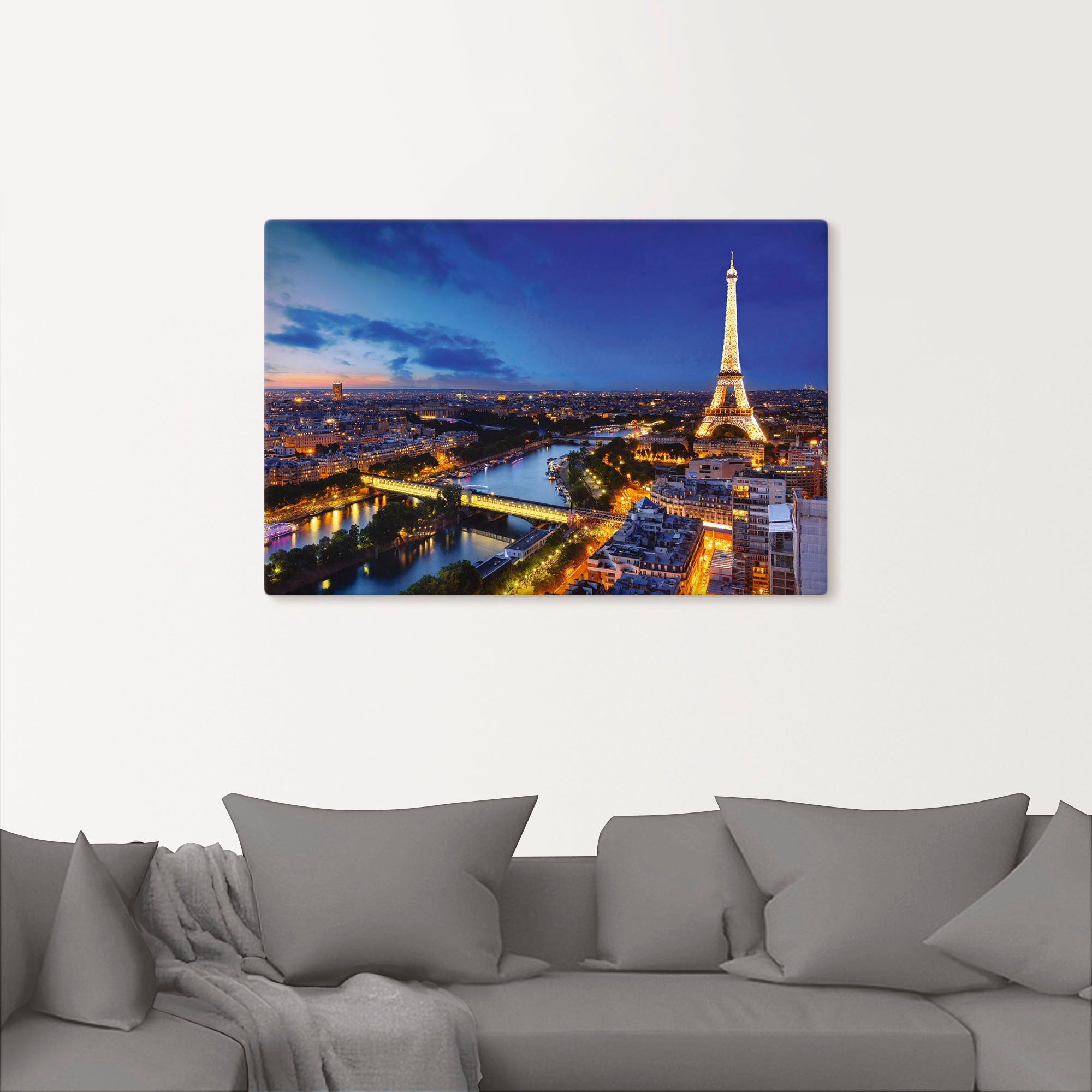 Paris«, am Artland versch. oder in Seine als Paris, Raten Wandaufkleber Alubild, Größen Abend, Poster (1 auf kaufen St.), und Leinwandbild, Wandbild »Eiffelturm