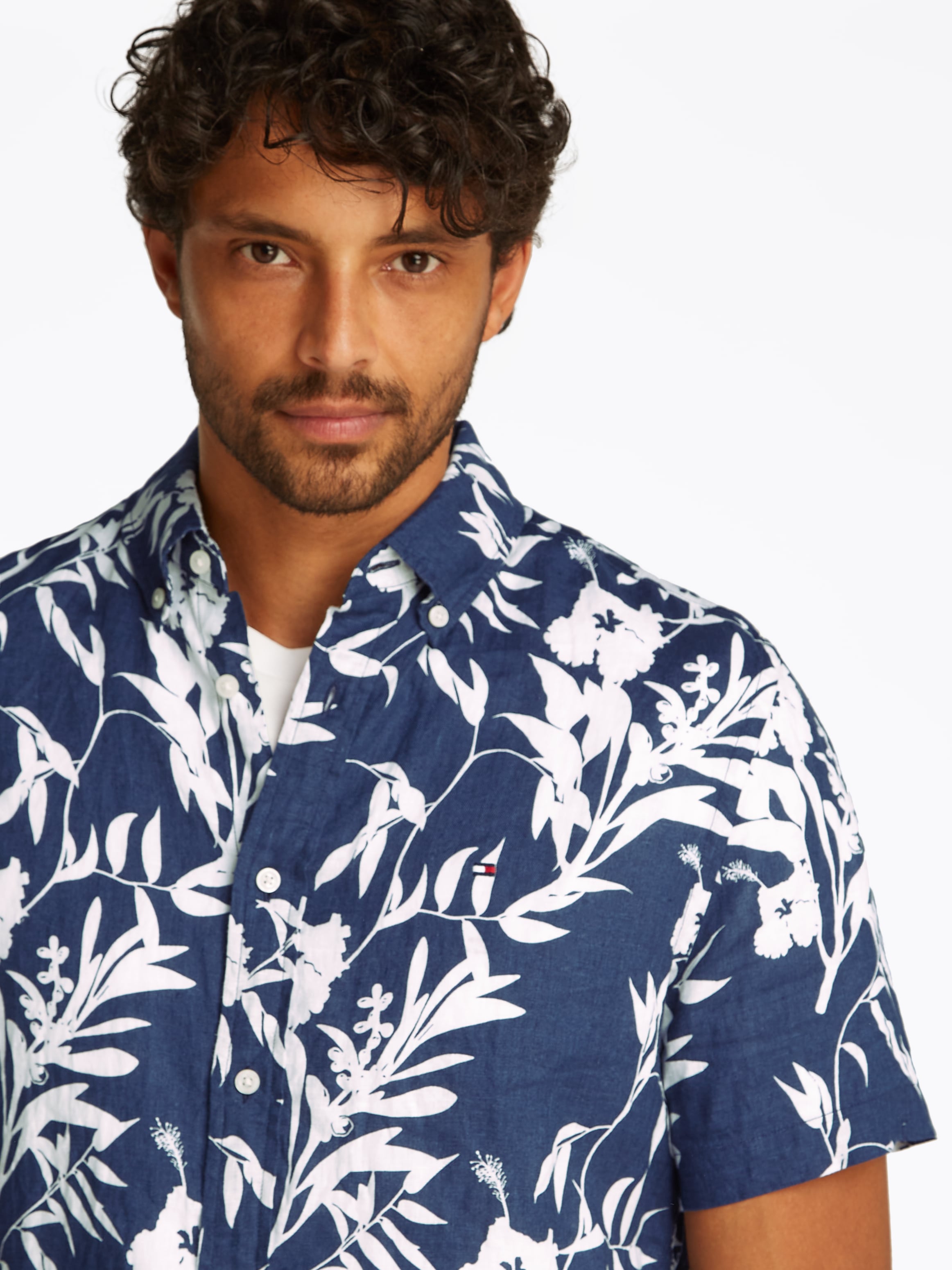 Tommy Hilfiger Leinenhemd »LINEN TROPICAL PRT SS RF SHIRT«, mit Allover Flowerprint