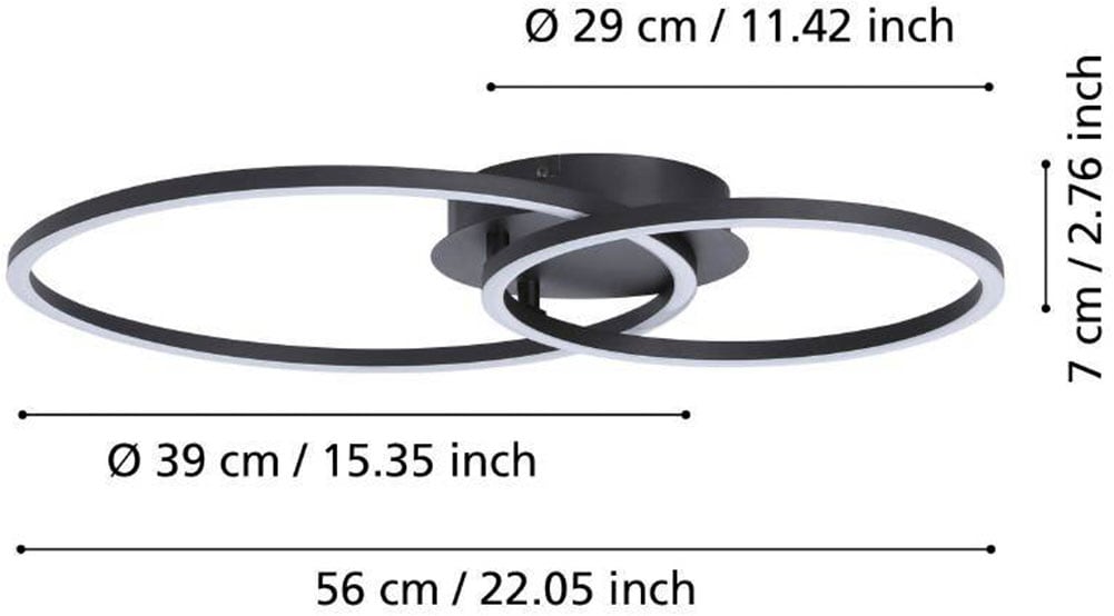 EGLO LED Deckenleuchte »Palmaves Deckenlampe, schwarzes Aluminium, Nachtlicht, Rund« LED-Board 1 Stk. Warmweiß minimalistisch, zeitlos, flache Bauform, Wohnzimmer, 39x29x7cm