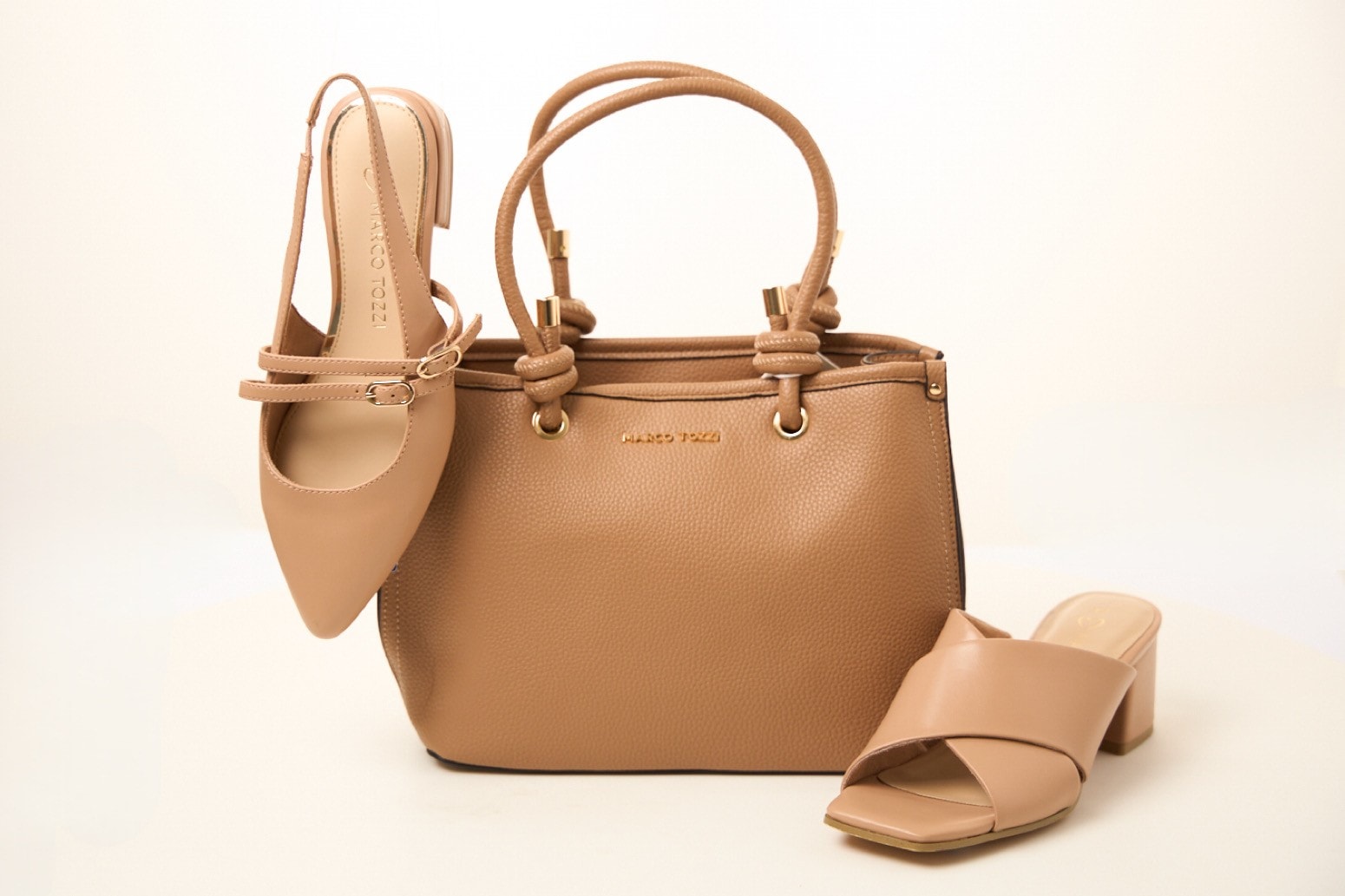 MARCO TOZZI Henkeltasche Damen Umhängetasche, Schultertasche mit wertigm Logoschriftzug