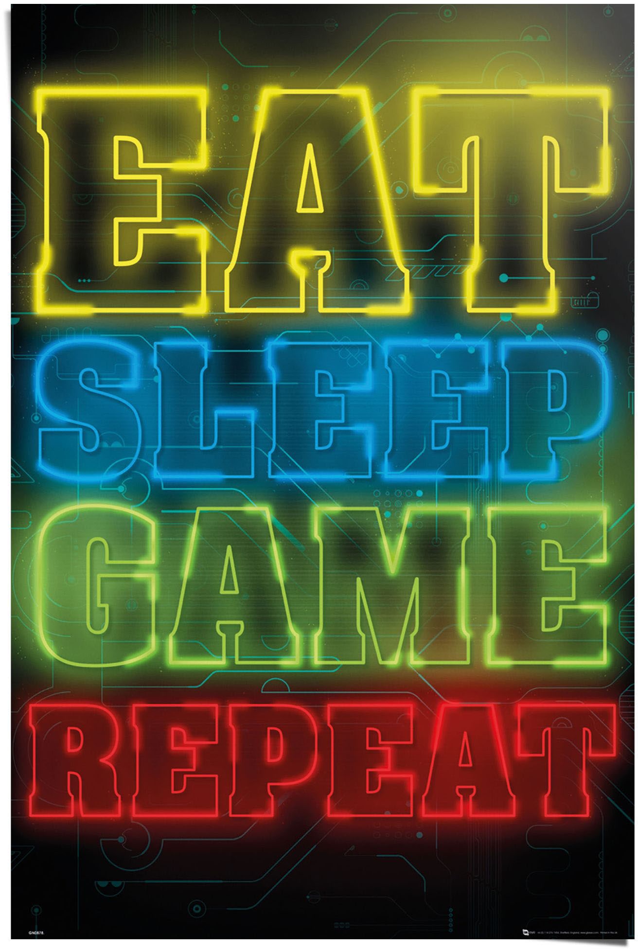 sleep repeat«, Poster kaufen »Poster game Reinders! St.) (1 Eat Spiele, bequem Zocken