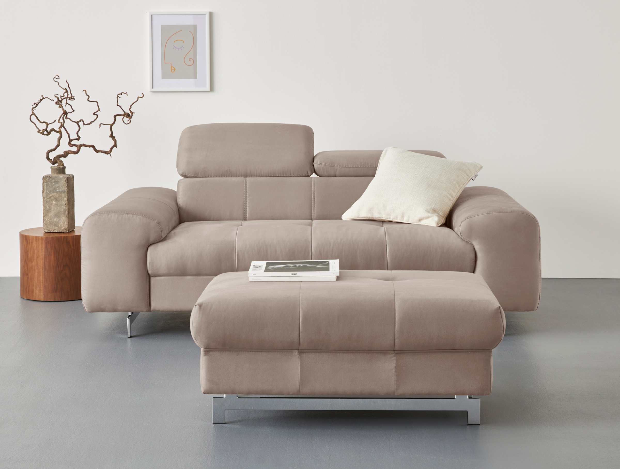 COTTA 2-Sitzer »Chef« Big-Sofa mit Kopfteilverstellung, edle Metallkufen