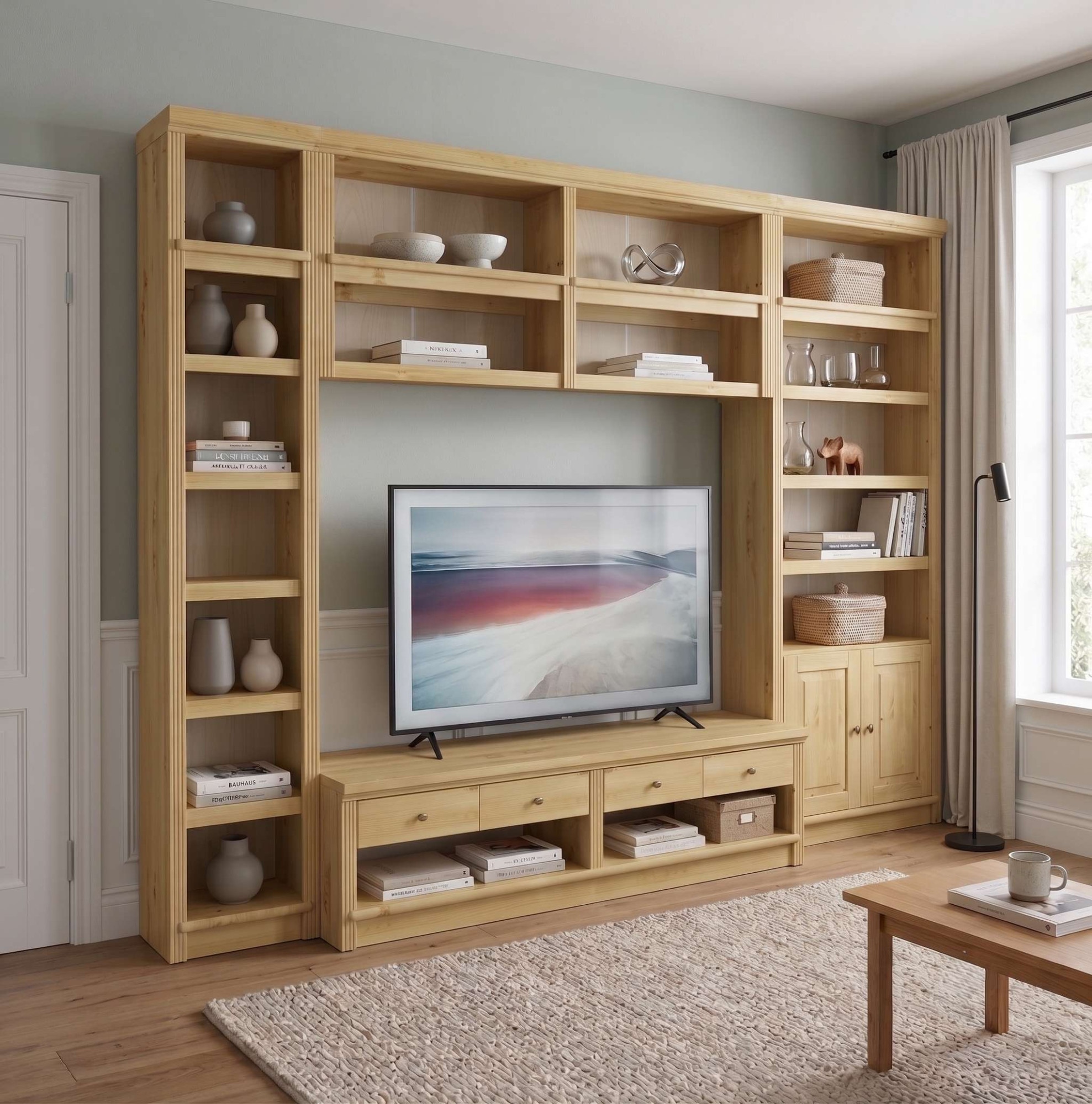 OTTO home Wohnwand »Soeren, 1 Standregal, 1 Wandregal, 1 TV-Lowboard, 1 Bücherregal« Set, 4 Stk. tlg.