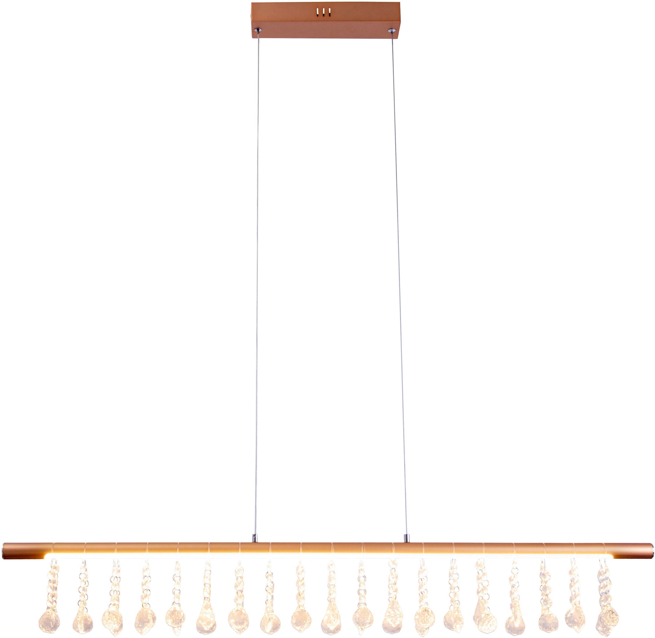 näve LED Pendelleuchte »Nobilis«, 1 flammig, Leuchtmittel LED-Modul | LED fest integriert, Hängeleuchte, dimmbar, warmweiß, L: 100cm, gold