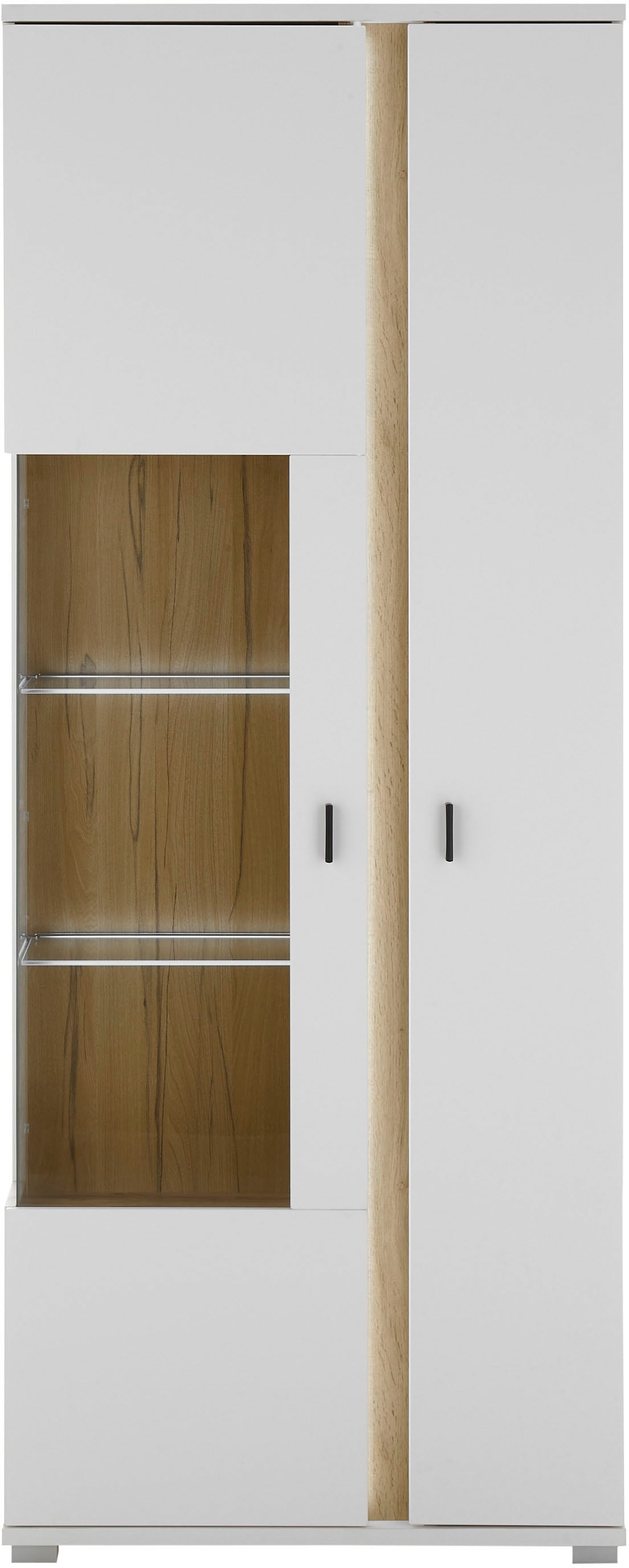 INOSIGN Vitrine »LONG ISLAND, Stauraumvitrine«, (1 St.), in moderner Trendfarbe,inklusive senkrechter Beleuchtung,Breite 80 cm
