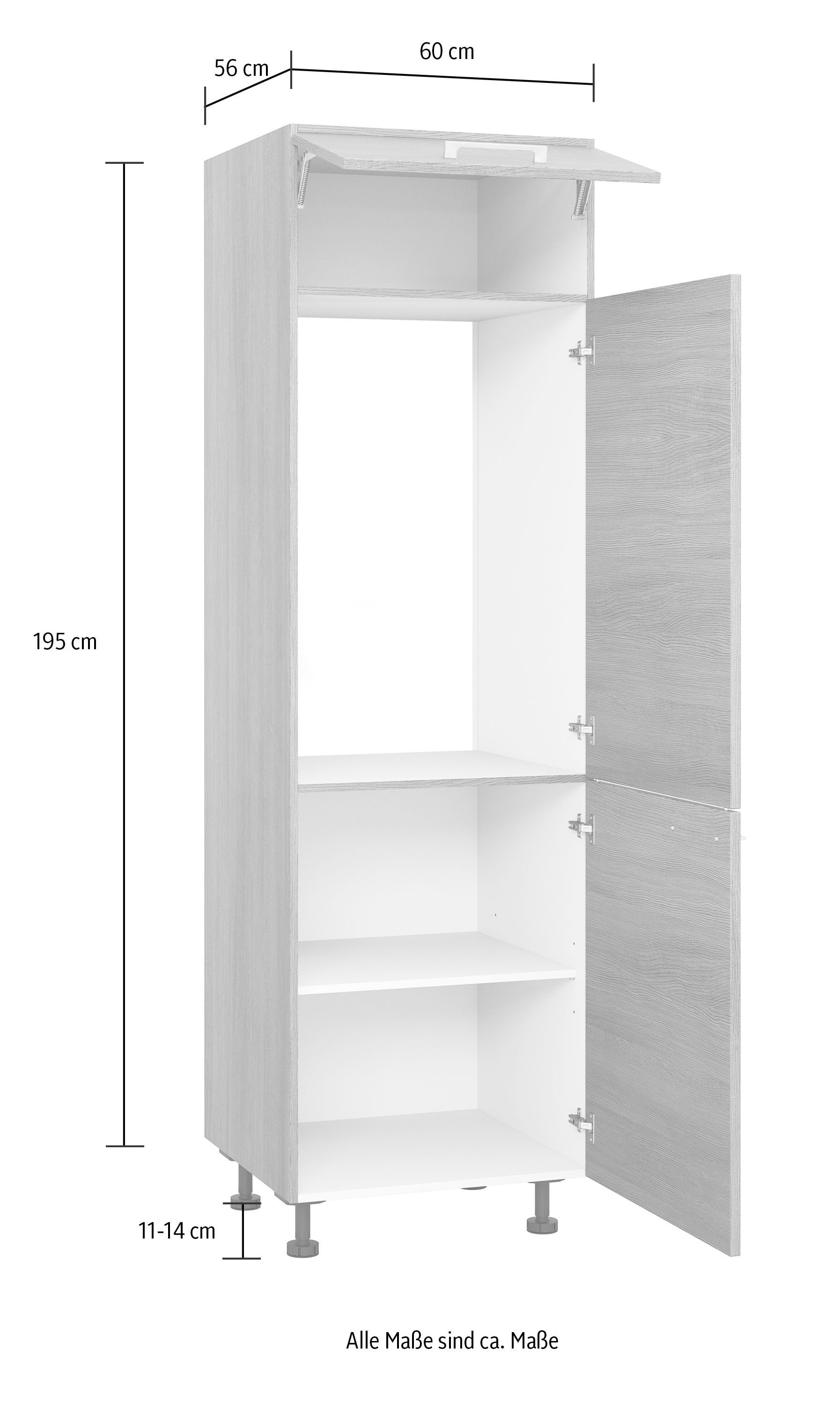 KOCHSTATION Kühlumbauschrank »KS-Trea SK-195-88«, Stauraum ober- und unterhalb vom Küchenschrank, Breite 60cm Höhe 195cm