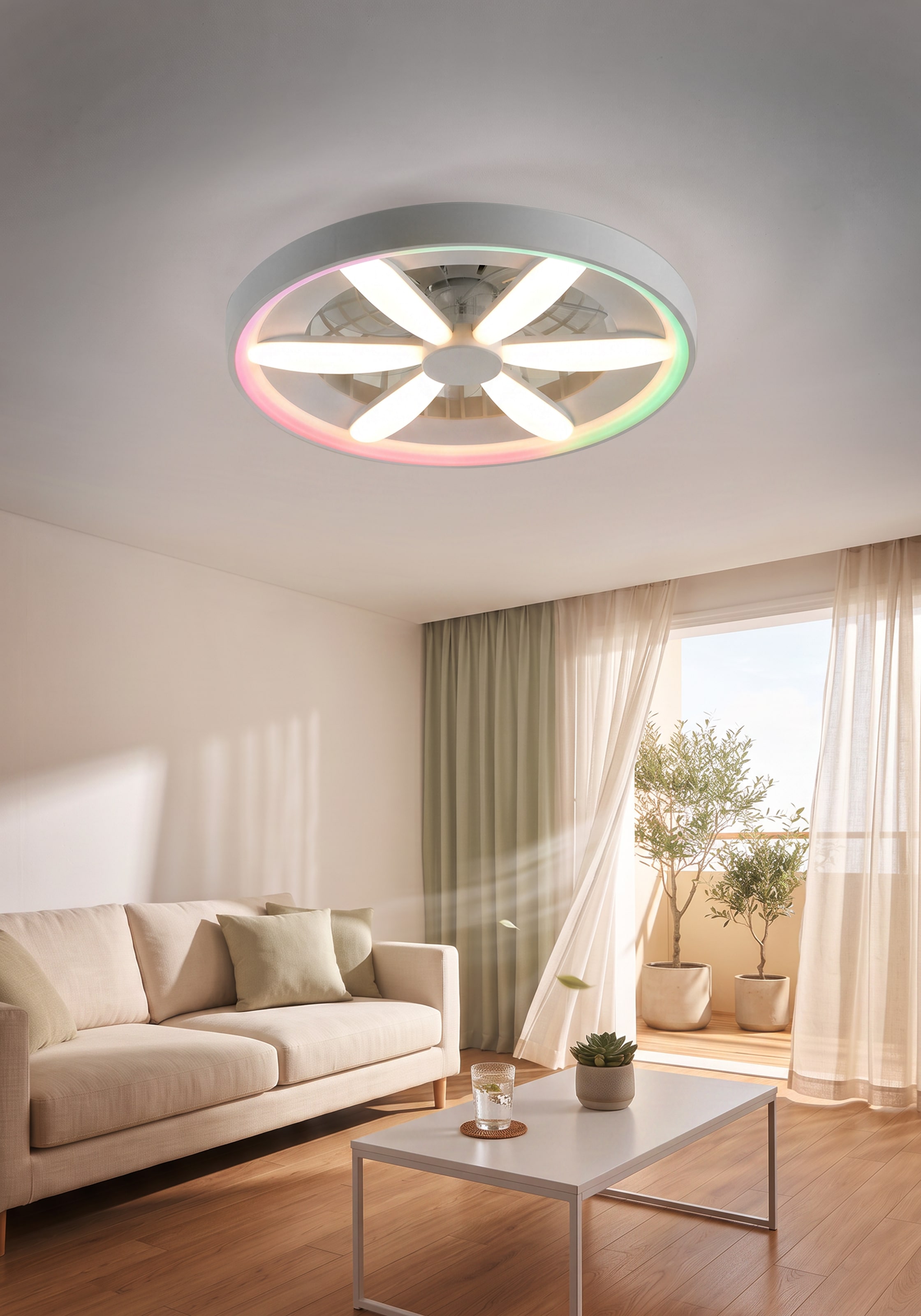 JUST LIGHT LED Deckenleuchte »AEROLUX« LED-Board 1 Stk. warmweiß - kaltweiß mit Ventilator, dimmbar, CCT 2700-6500K, RGB, Memory-/ Timerfunktion