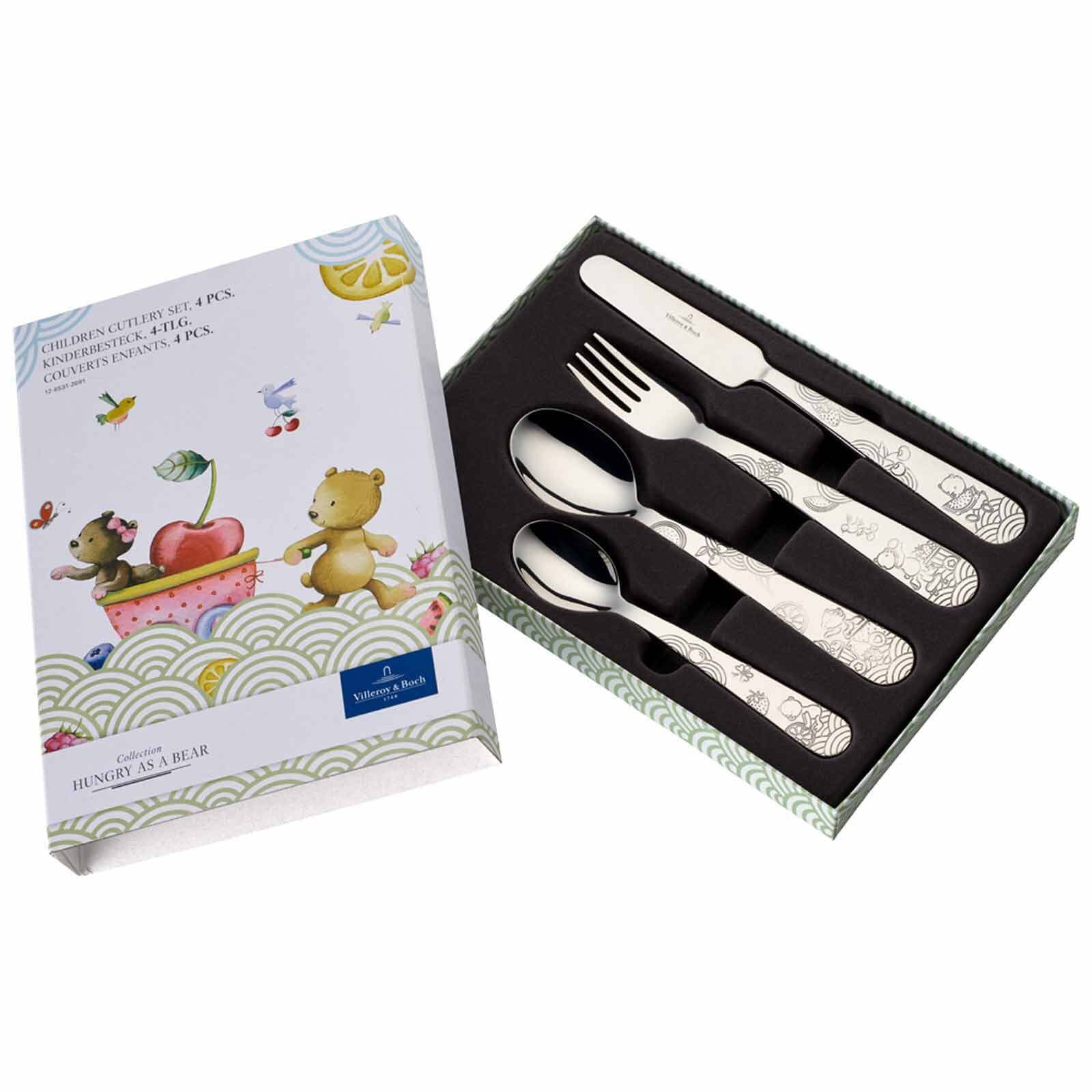 Villeroy & Boch Kinderbesteck »Kinderbesteck Hungry as a Bear 4er Set silber« Spülmaschinenfest