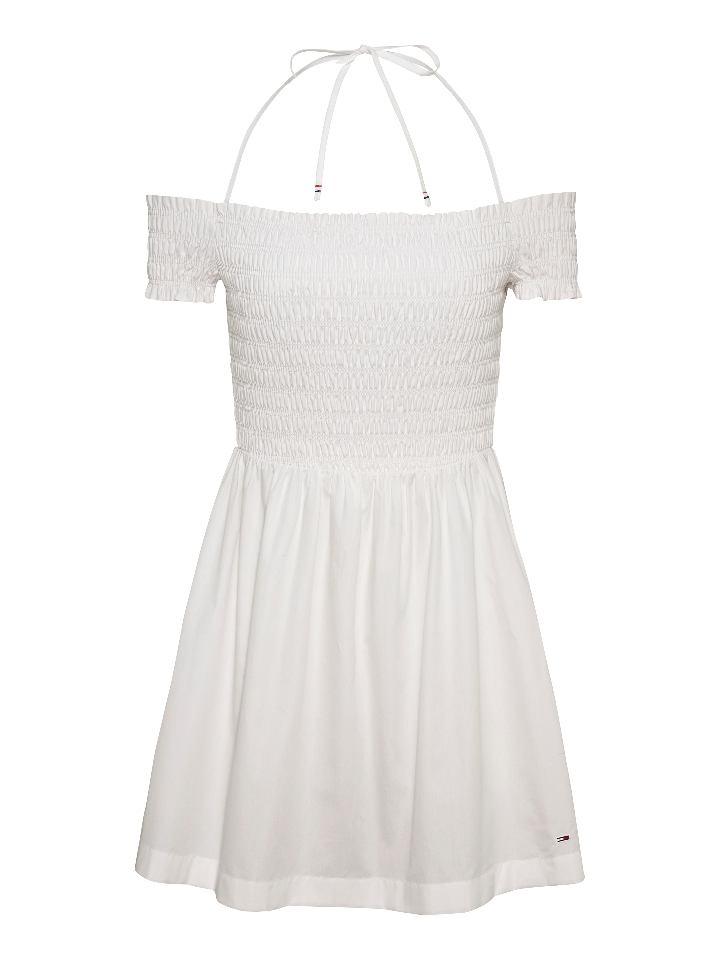 Tommy Jeans Smokkleid »TJW RUCHE F&F POPLIN DRESS EXT«, in Smok-Optik