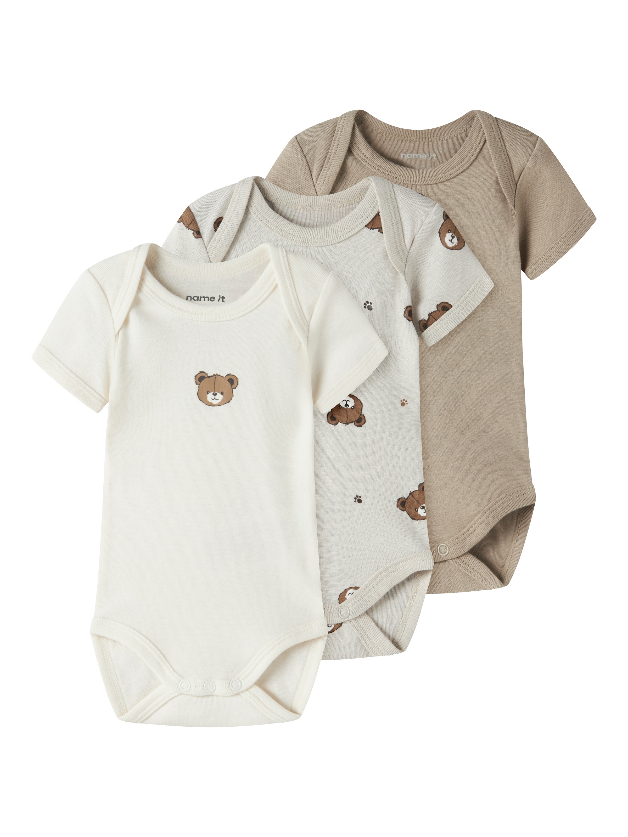 Name It Kurzarmbody »NBNBODY 3P SS PUMICE BEAR NOOS« Packung, 3 tlg.