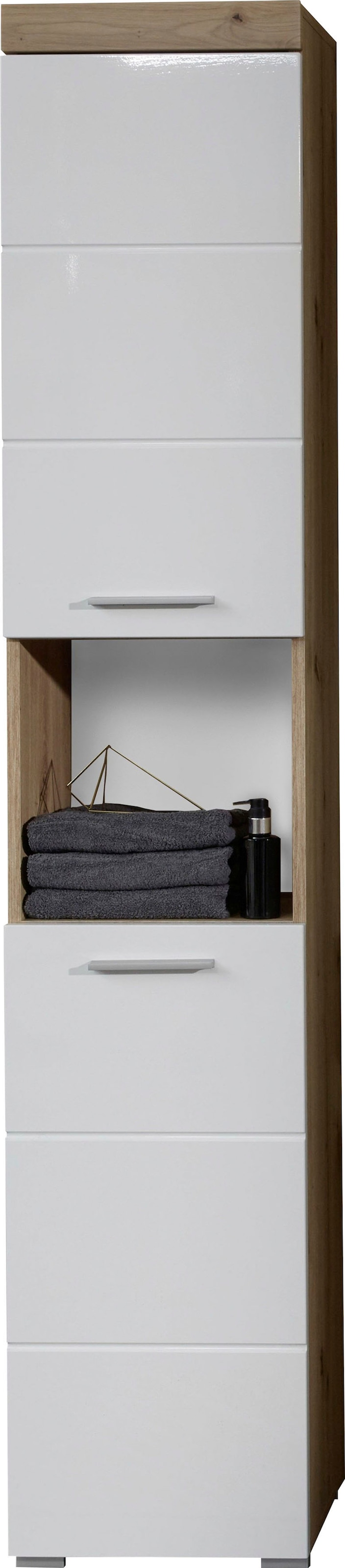 welltime Hochschrank »Avena« Badschrank mit 2 Türen & 1 Fach - (B/T/H) 37/31/190 cm