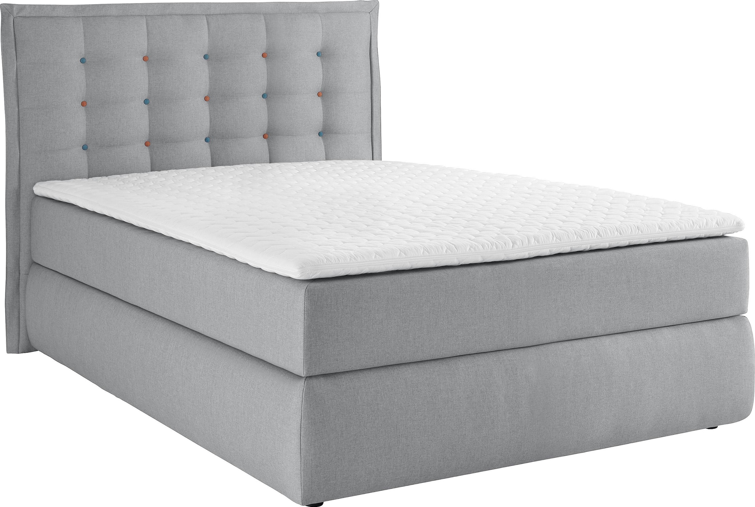 INOSIGN Boxspringbett »Sagres«, Kopfteil mit 2farbiger Flatterbiese und zweifarbigen Knöpfen