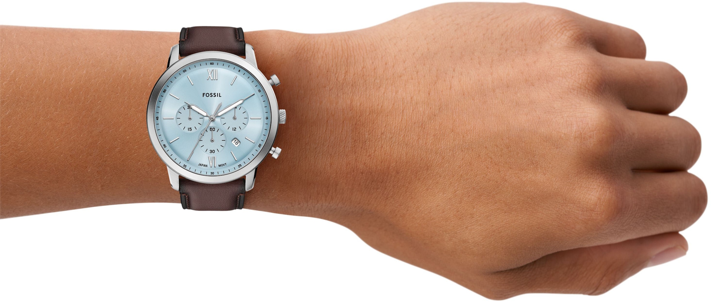 Fossil Chronograph »NEUTRA«, Quarzuhr, Armbanduhr, Herrenuhr, Lederarmband, analog, Datum