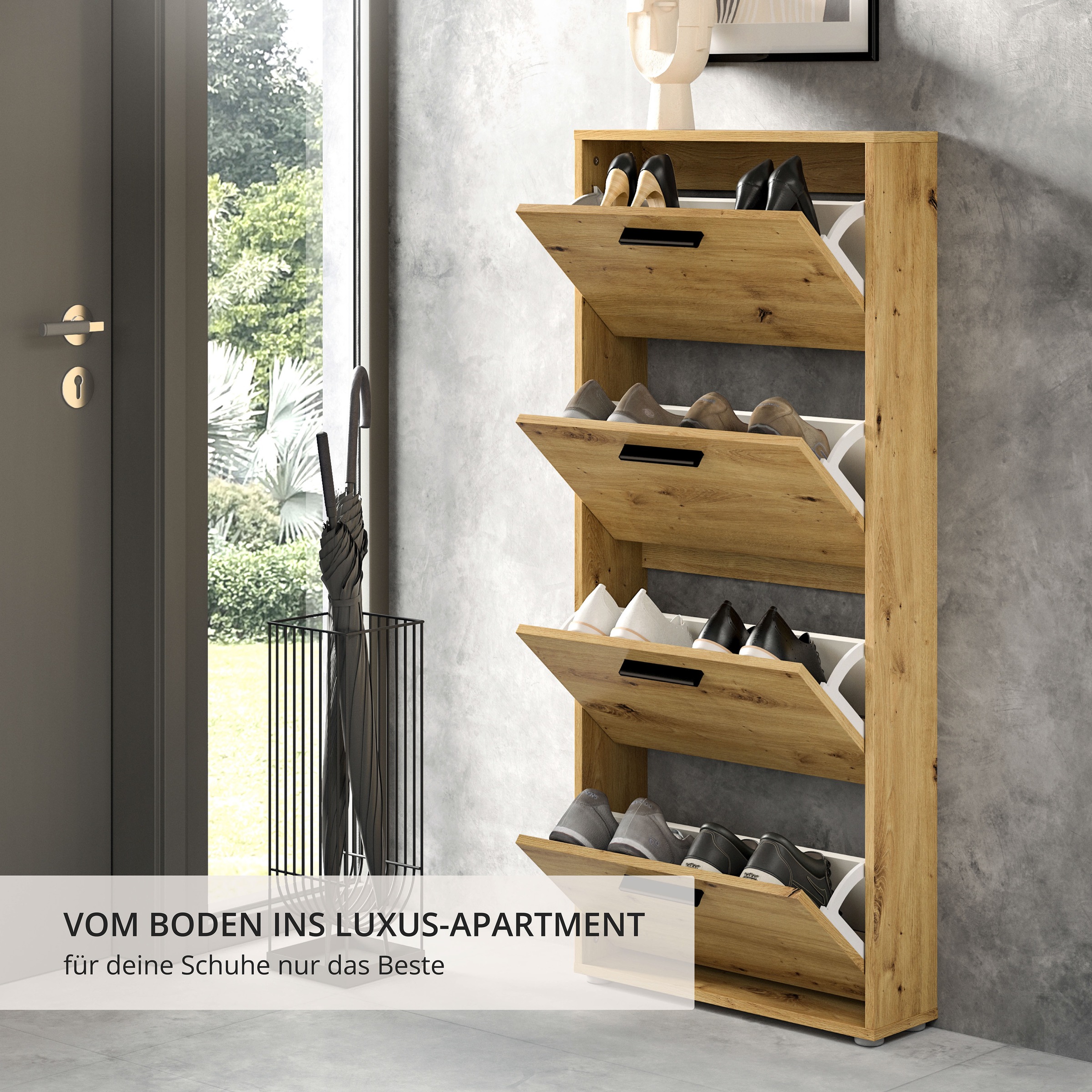 HBZ Schuhkipper »Sam Schuhkipper, Schuhschrank BxHxT 59x136x17 cm« 1 Stk. tlg. mit 4 Klappen