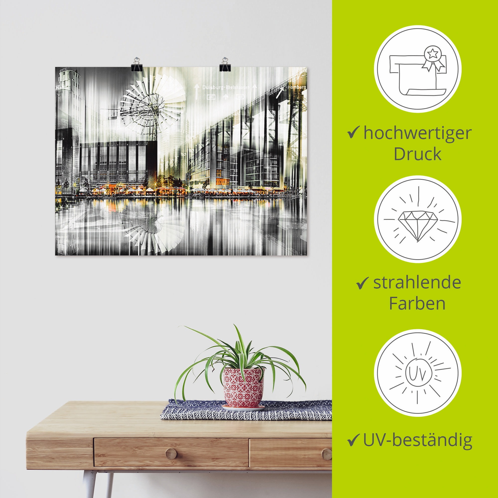Artland Poster »Duisburg Collage Stadtansicht 12«, Deutschland, (1 St.), als Leinwandbild, Wandaufkleber oder Poster in versch. Größen
