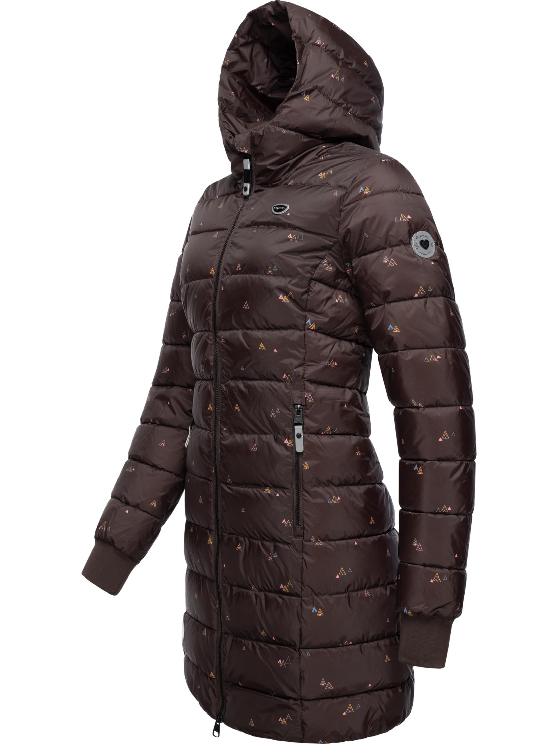 Ragwear Steppjacke »Steppjacke Tiasa Long«, mit Kapuze, Gemusterte Winterjacke mit Kapuze
