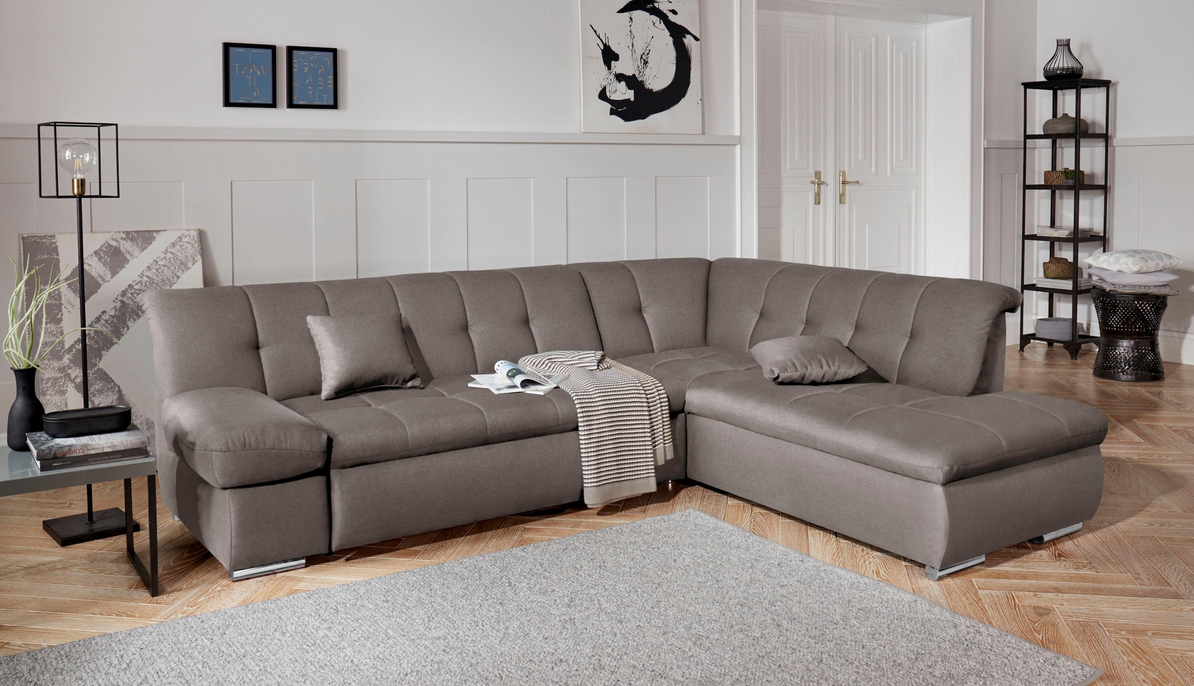 DOMO collection Ecksofa »Mona L-Form«, wahlweise mit Bett- und Armlehnfunktion