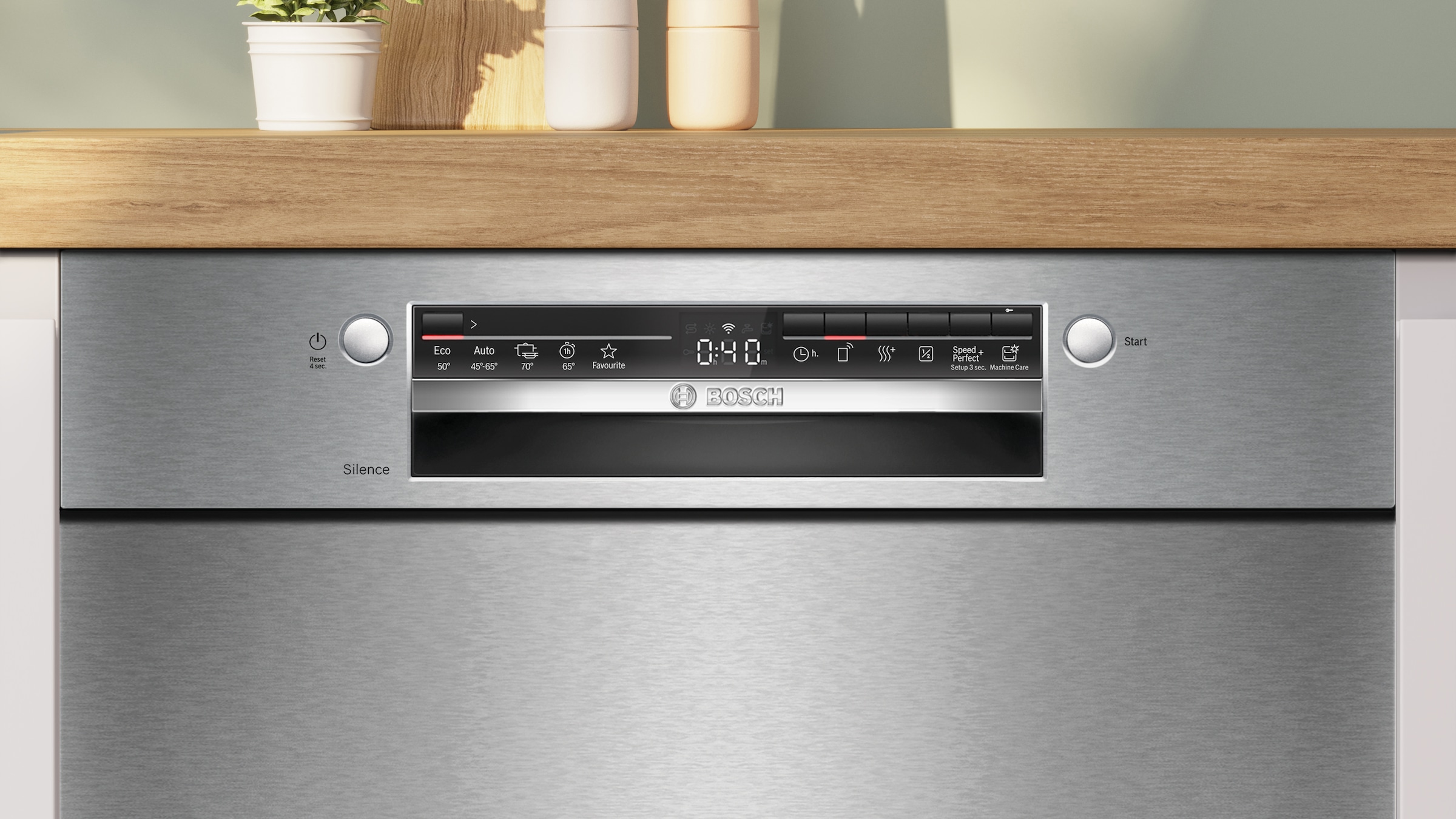 BOSCH Unterbaugeschirrspüler Serie 2 »SMU2HTS08E« 13 tlg. Maßgedecke Geräuschreduktion bis zu 30 Minuten dank Silence on demand