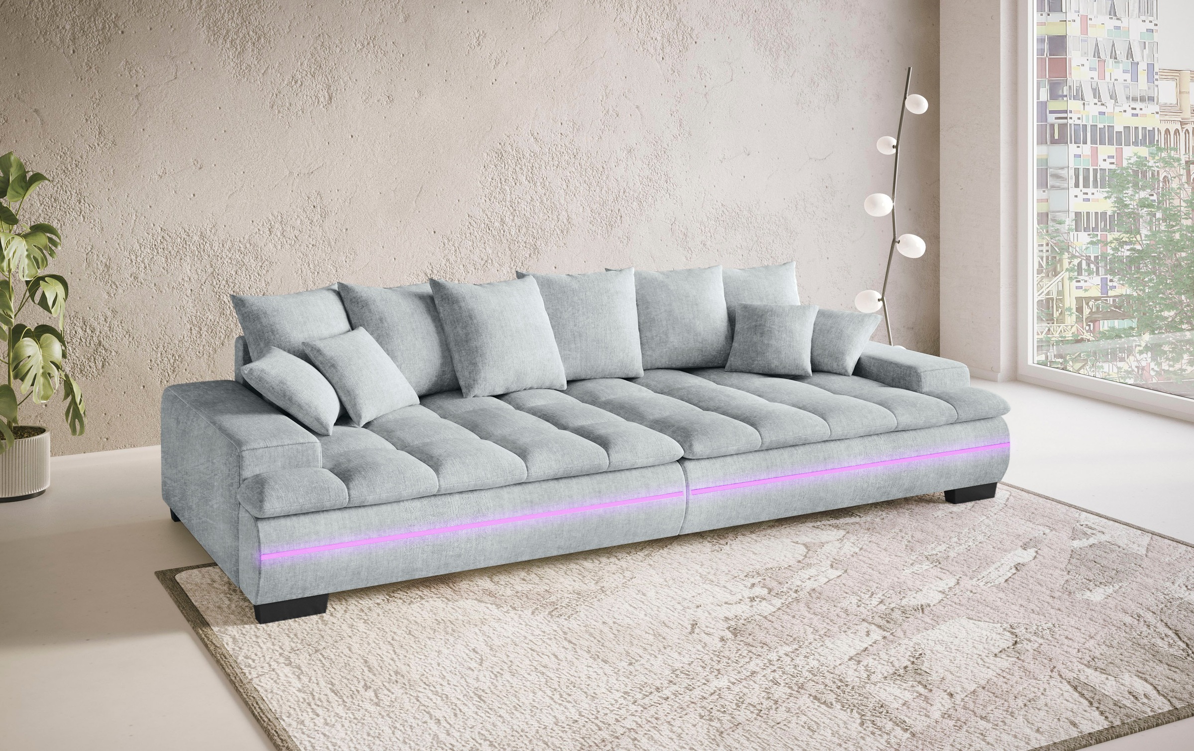 Mr. Couch Big-Sofa »Haiti II RGB-LED«, RGB-LED Beleuchtung, mit Handwerklich gearbeiteter Komfort-Steppung
