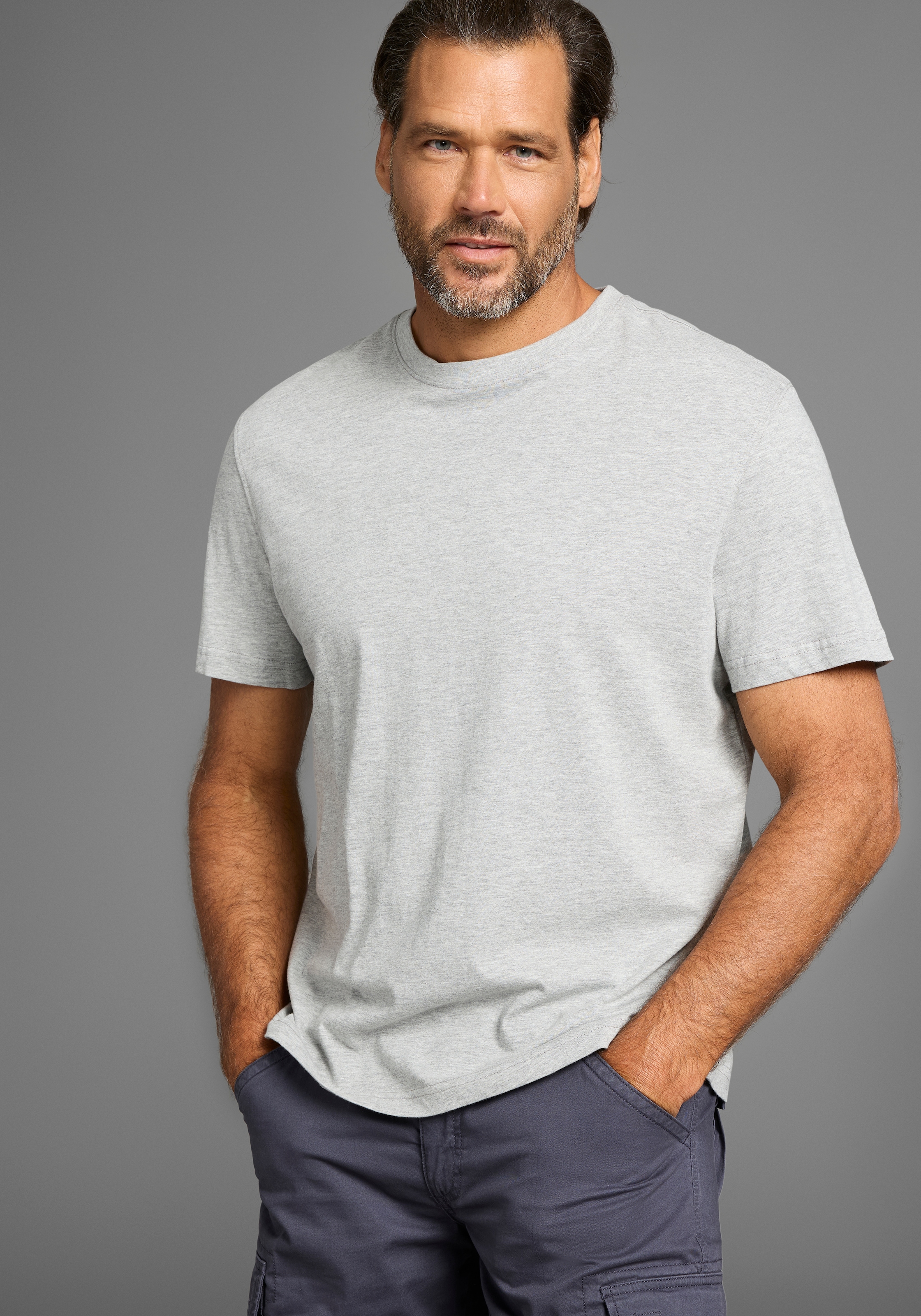 Man's World Rundhalsshirt, (2er-Pack), Kurzarm, Basic-Stil, aus Baumwollmischung, 2er-Pack