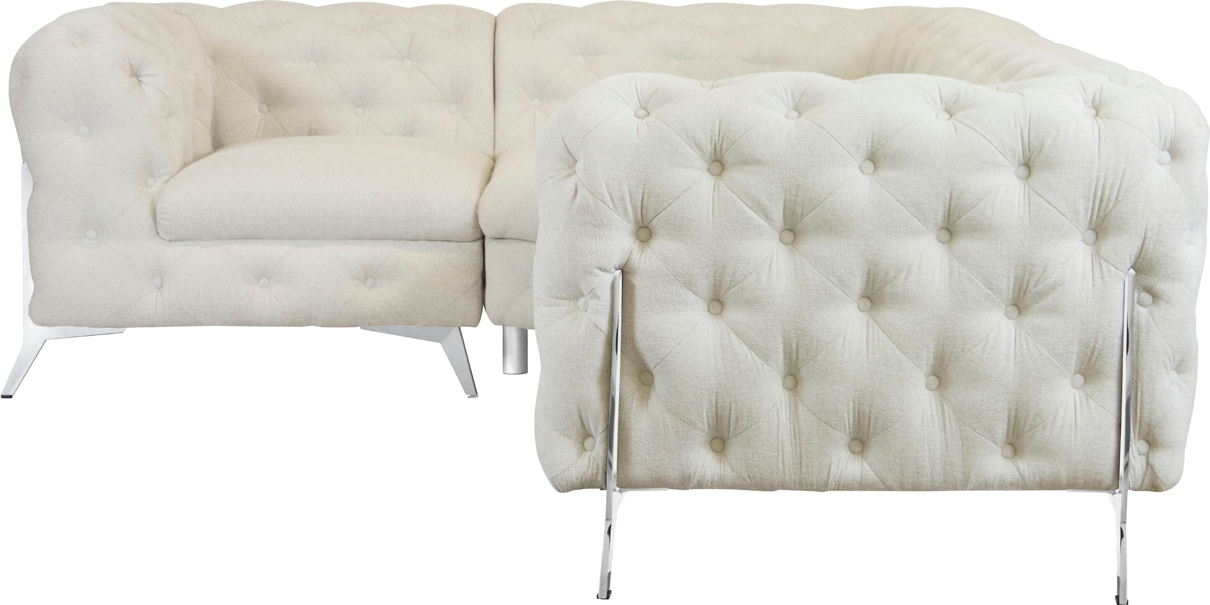 Leonique Chesterfield-Sofa »Amaury L-Form«, moderne Chersterfield-Optik, Breite 262 cm, Fußfarbe wählbar