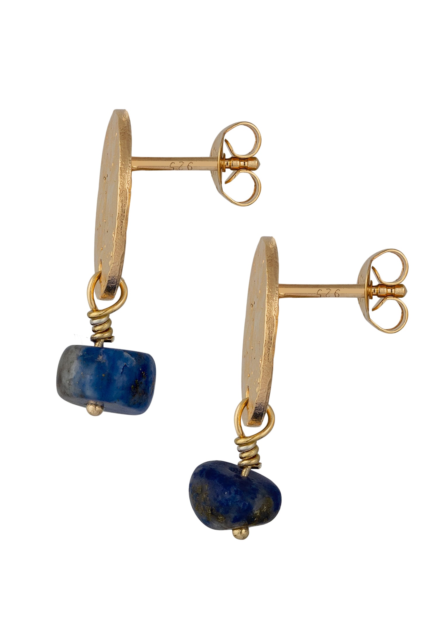 Elli Paar Ohrstecker »Ohrringe Ohrstecker Plättchen Lapis Lazuli Blau 925 Sterling Silber Vergoldet«
