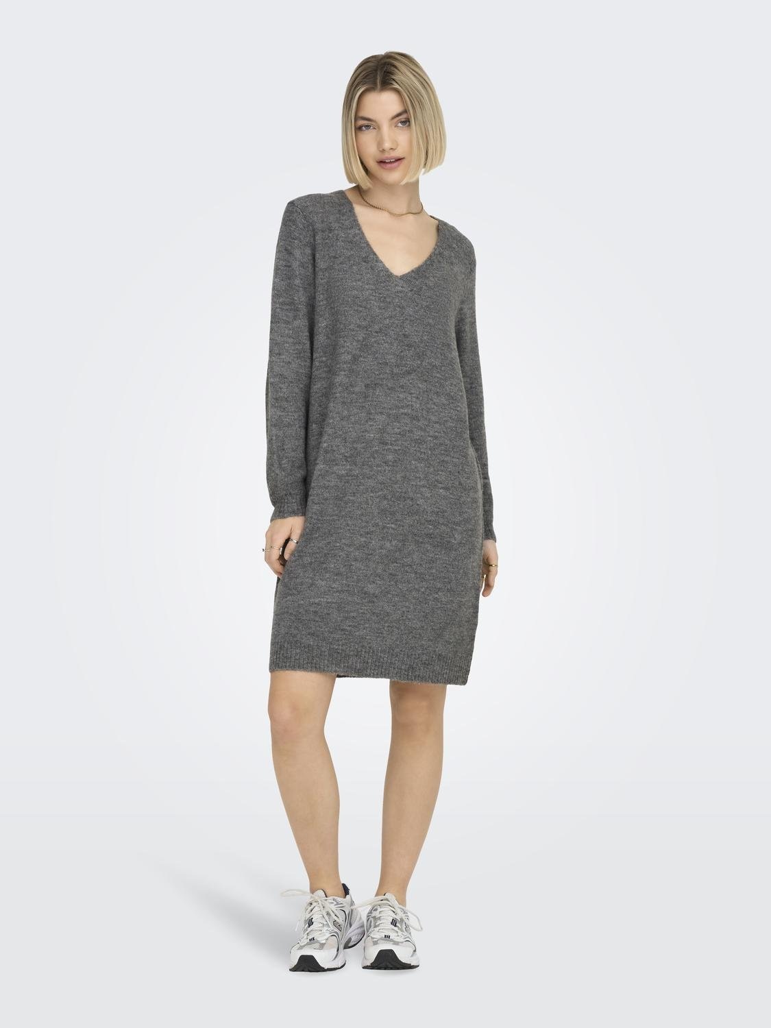 JDY Strickkleid »JDYELANORA L/S V-NECK DRESS KNT NOOS«