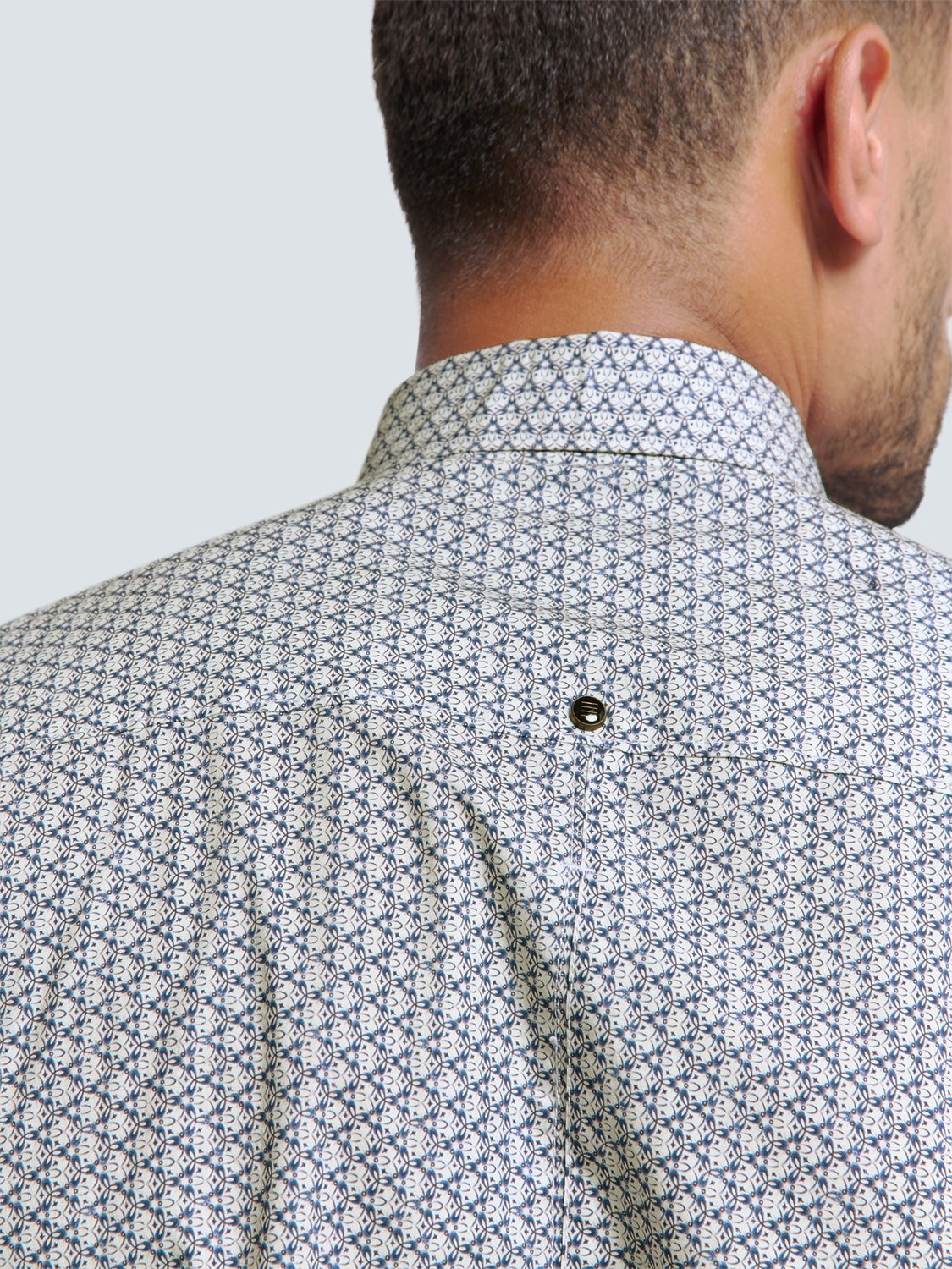 NO EXCESS Langarmhemd gemustert, mit Knopfleiste