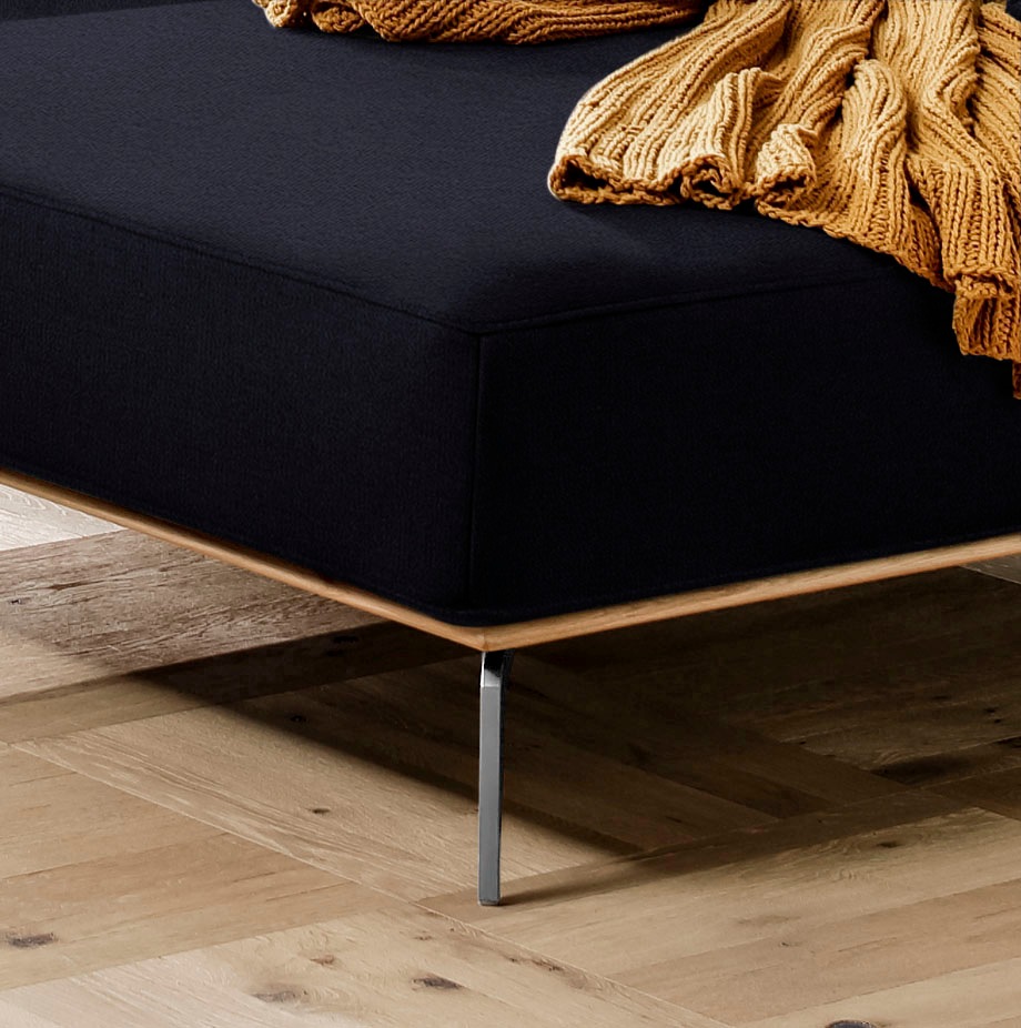 W.SCHILLIG Ecksofa »run, Designsofa mit tollem Sitzkomfort, bequem, L-Form«, mit elegantem Holzsockel, Füße in Chrom glänzend, Breite 319 cm