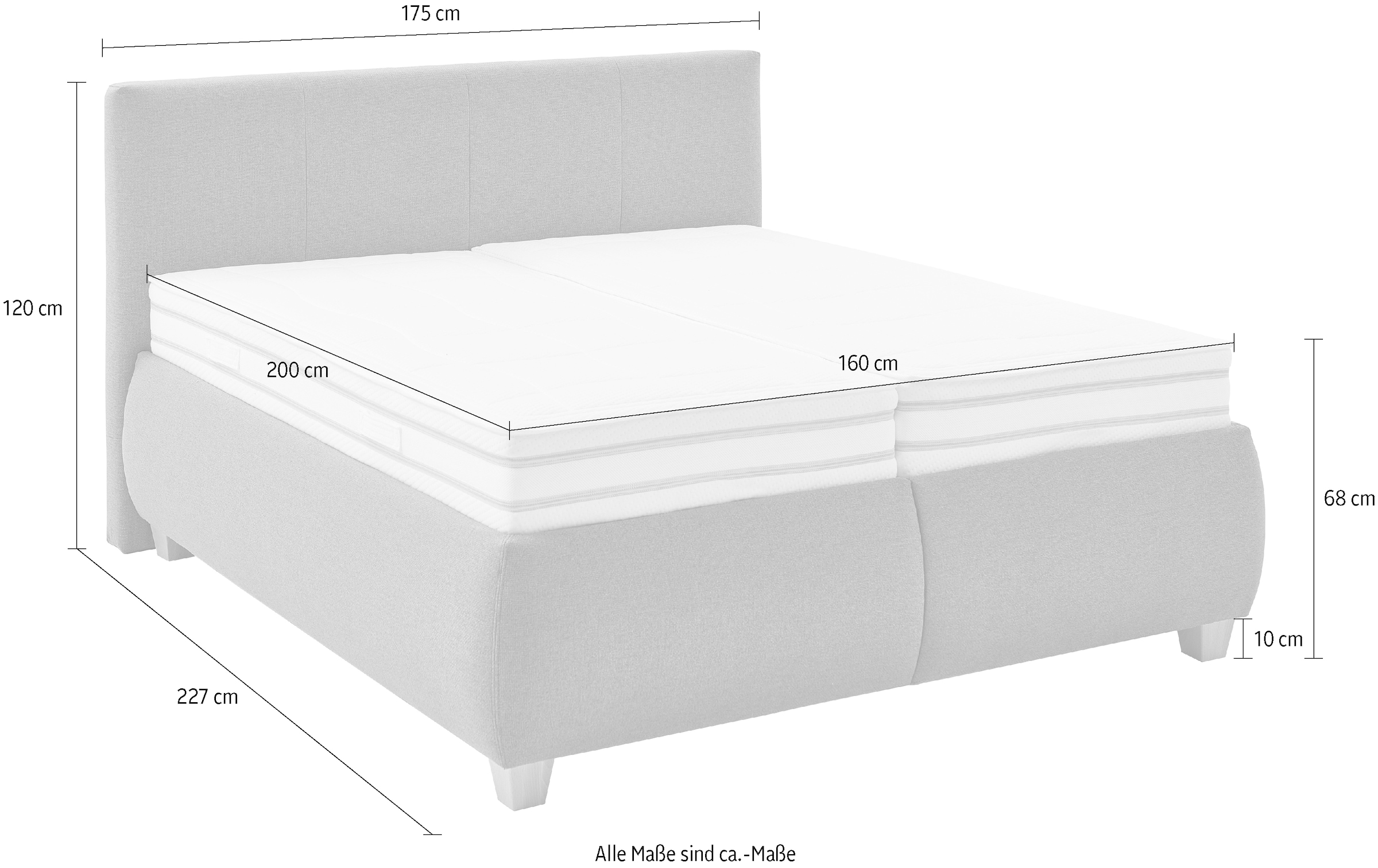 Die PlanBar Polsterbett »OC-ON20004« inkl. Matratzen u. Lattenrahmen, belastbar bis 200 Kg, 160/180x200cm