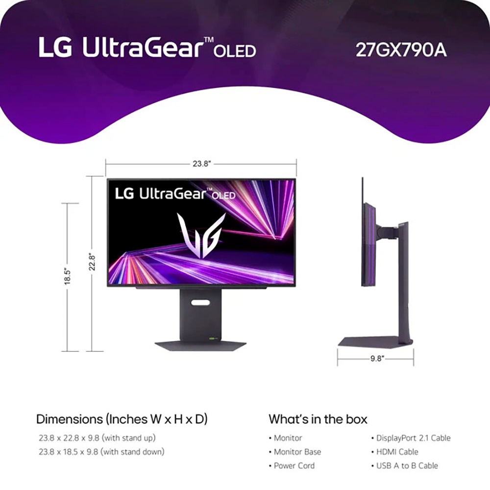LG OLED-Monitor »27GX790A«, 67 cm/27 Zoll, 2560 x 1440 px, QHD, 0,03 ms Reaktionszeit, 480 Hz