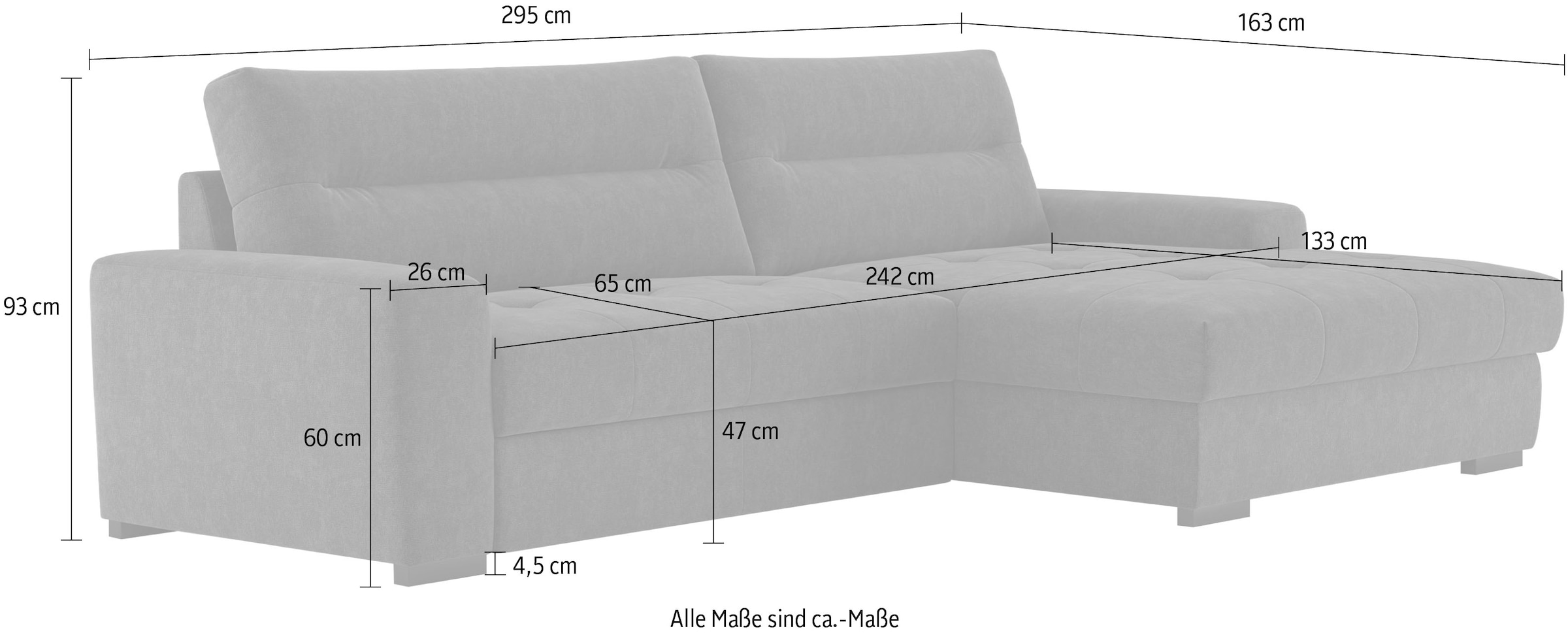 COTTA Ecksofa »Cappa L-Form«, wahlweise mit Bettfunktion und Bettkasten