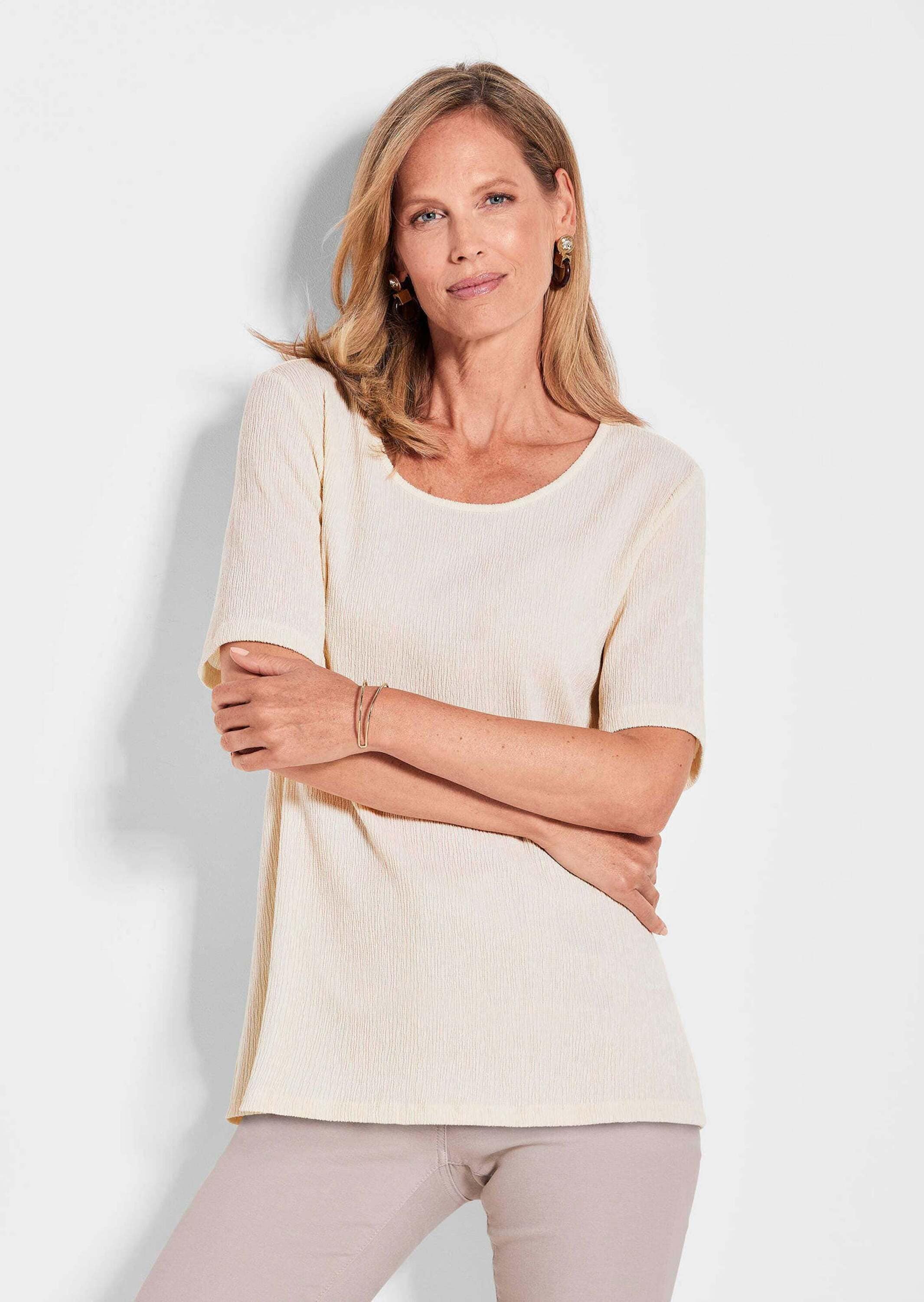 GOLDNER Kurzarmshirt »Braunes Halbarm-Oberteil«